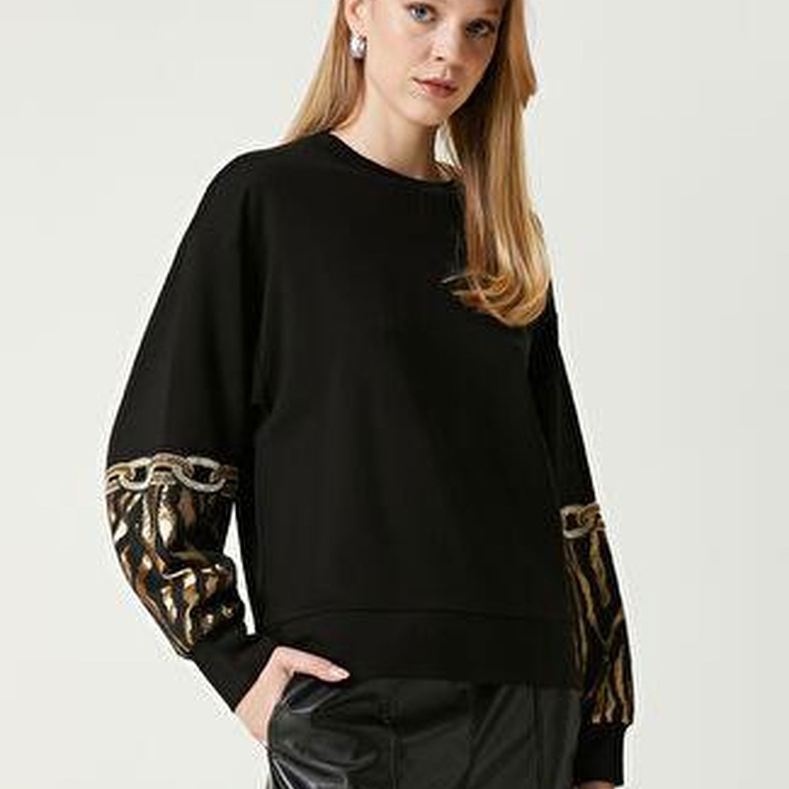Beymen Club Kadin Siyah Taş İşlemeli Sweatshirt