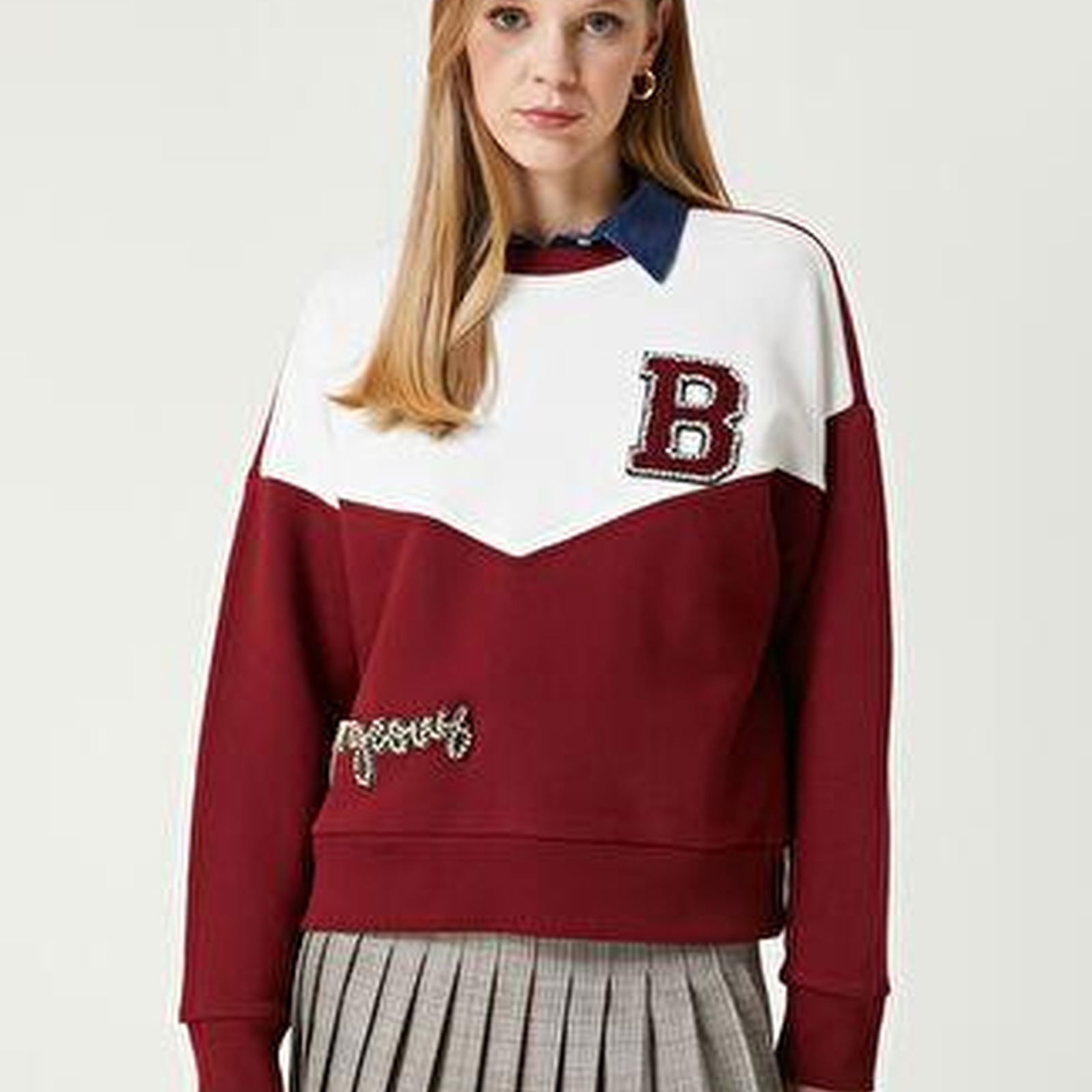 Beymen Club Kadin Kolej Bordo Taşlı Sweatshirt