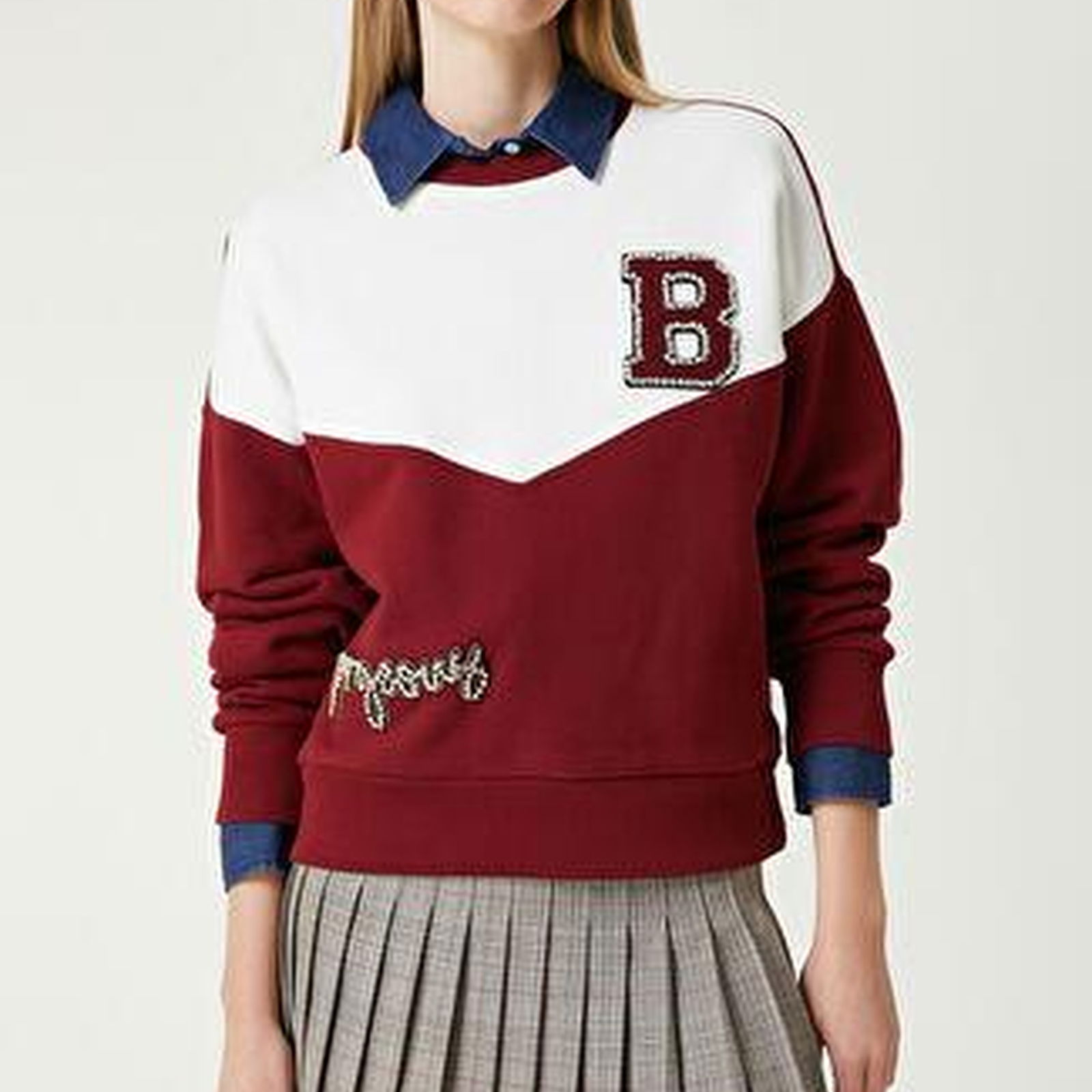 Beymen Club Kadin Kolej Bordo Taşlı Sweatshirt