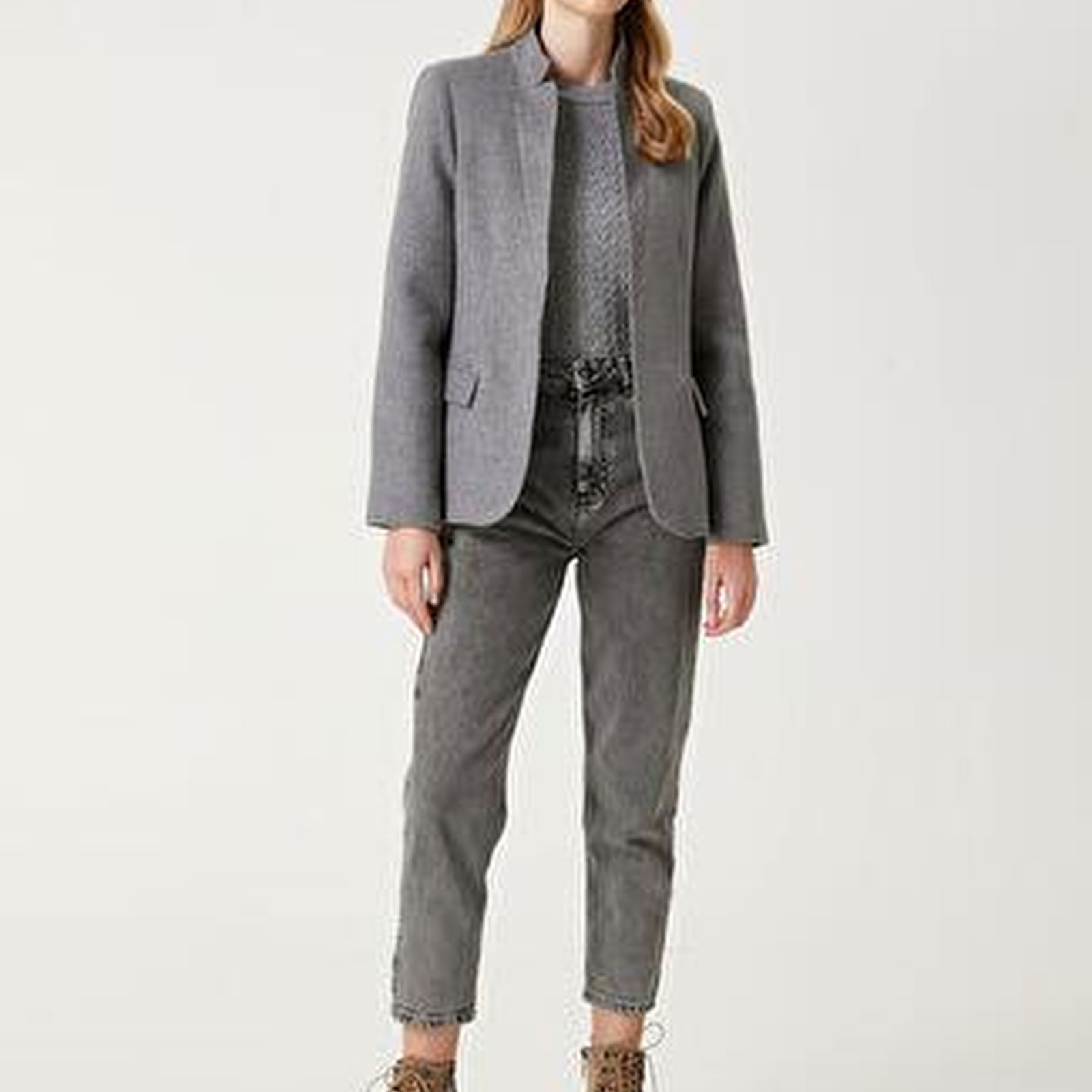 Beymen Club Kadin Gri Yün Kaşe Blazer