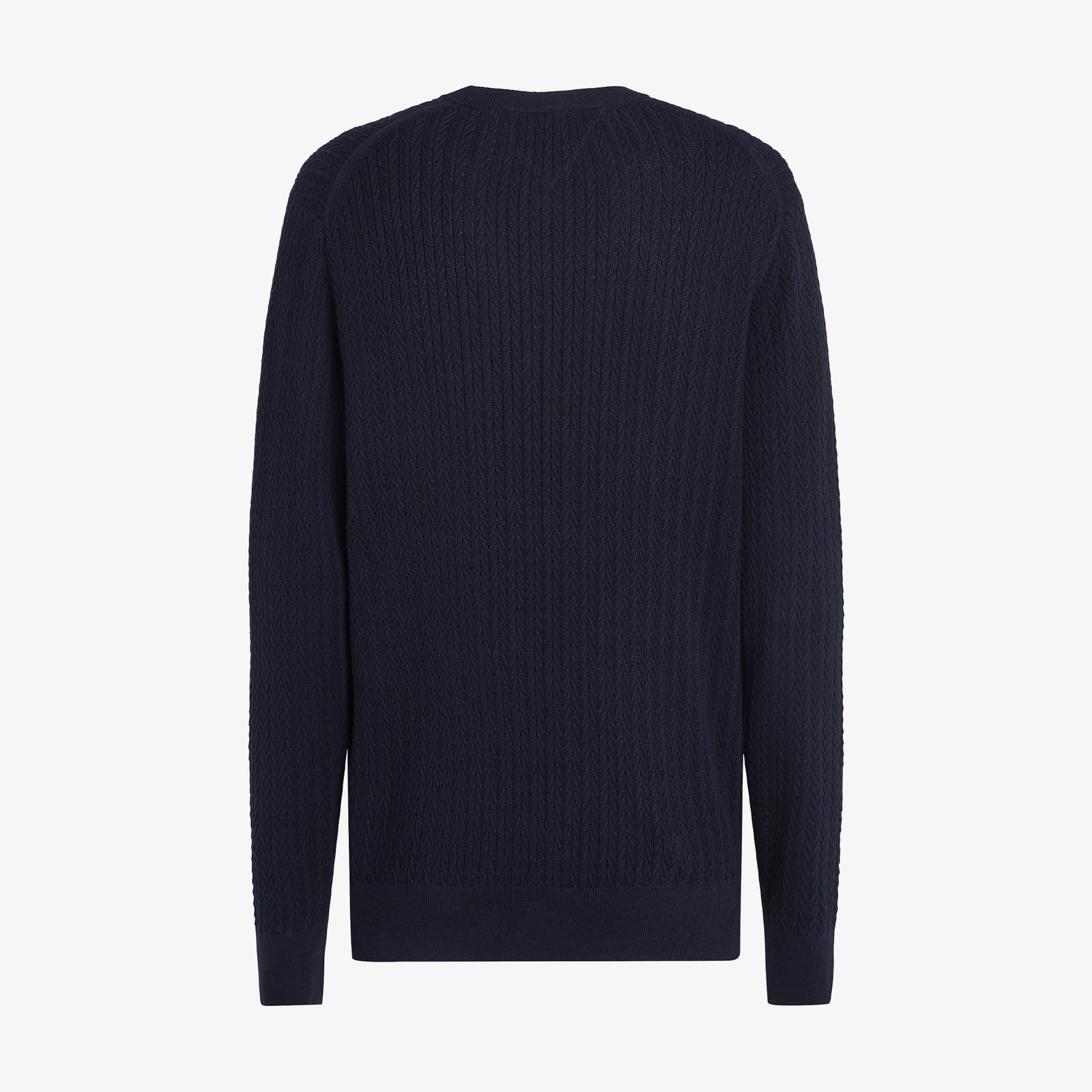 Tommy Hilfiger Herringbone Structure C Nk Erkek Mavi Kazak