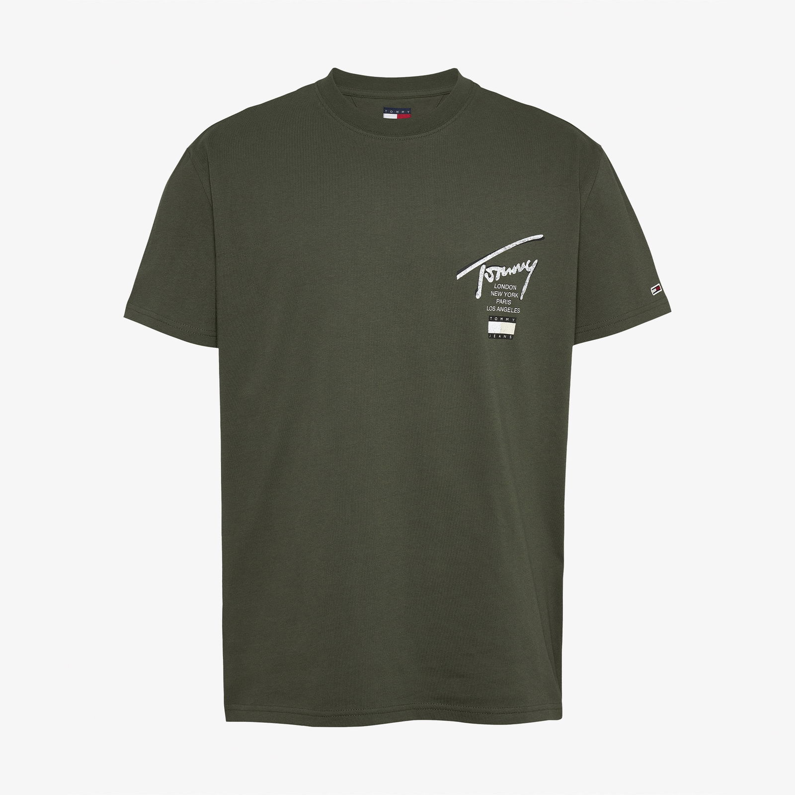 Tommy Jeans Reg Sign City Ext Erkek Yeşil T-Shirt