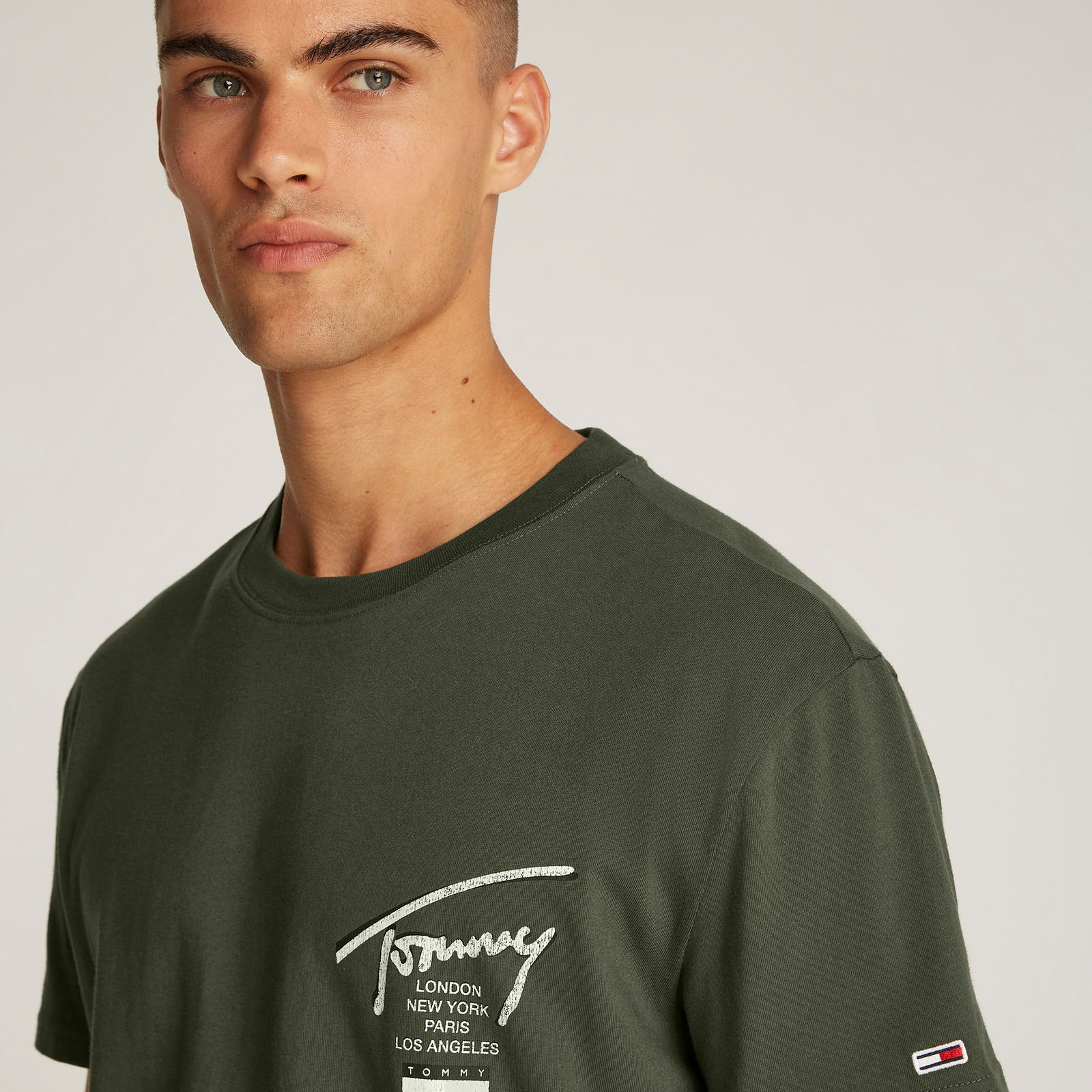 Tommy Jeans Reg Sign City Ext Erkek Yeşil T-Shirt
