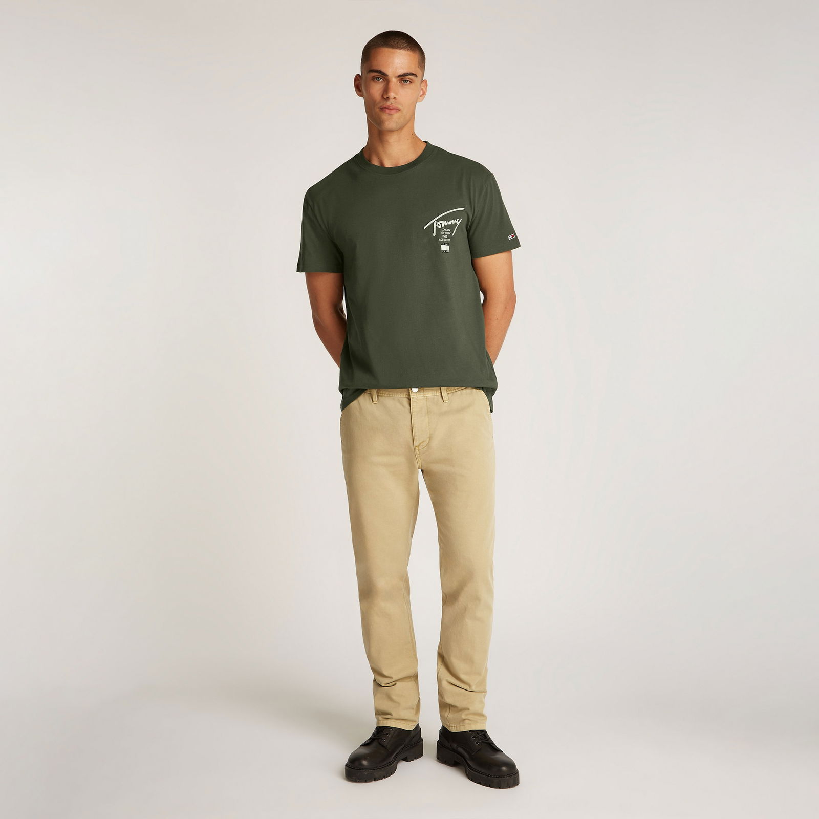 Tommy Jeans Reg Sign City Ext Erkek Yeşil T-Shirt