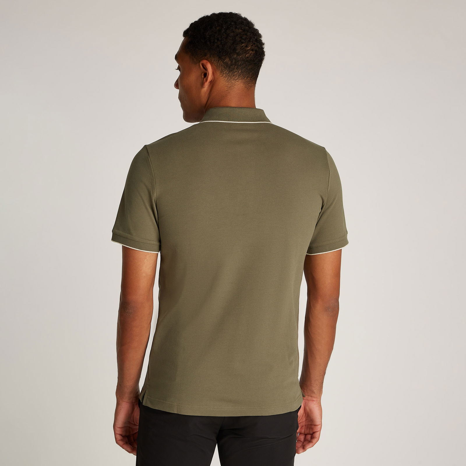 Calvin Klein Stretch Pique Tipping Erkek Gri Polo