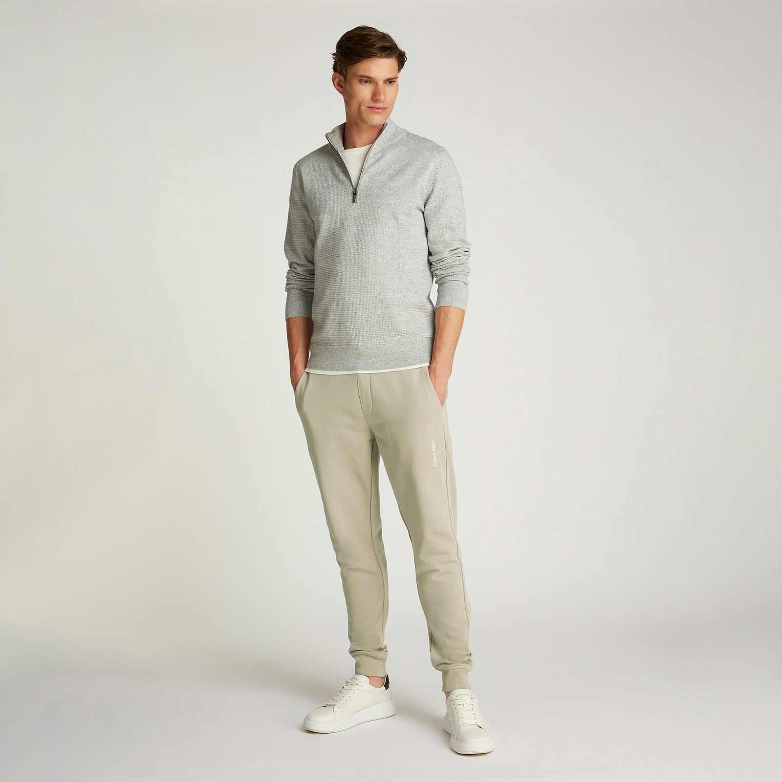 Calvin Klein Structured Embroidery Sweats Erkek Bej Eşofman Altı