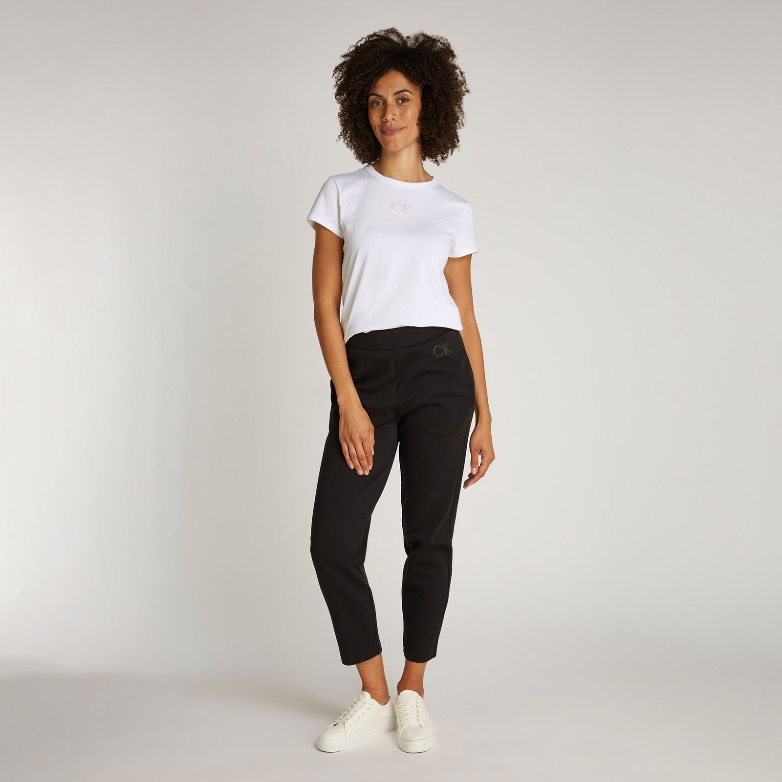 Calvin Klein Satin Slim Kadın Beyaz T-Shirt