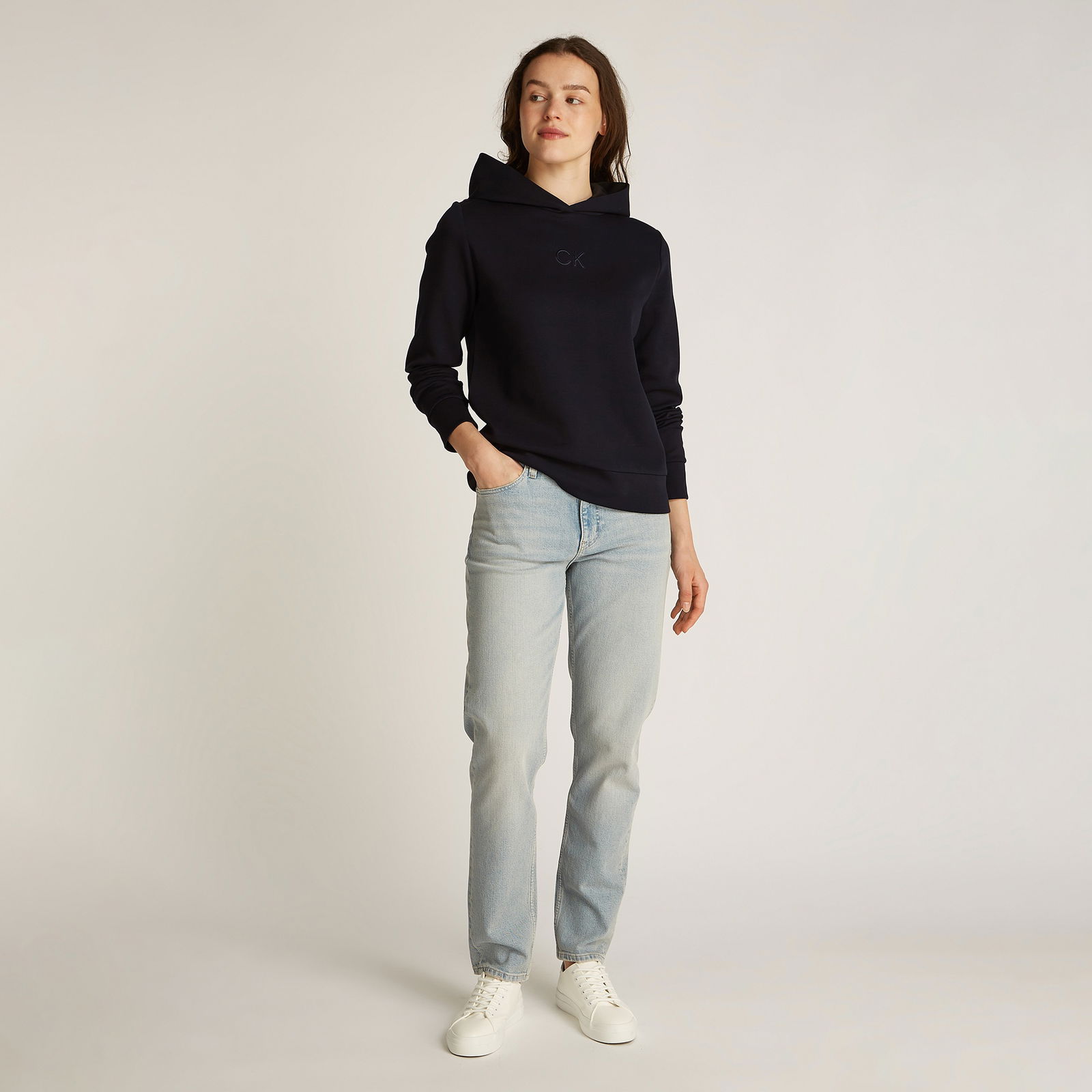 Calvin Klein Satin Regular Kadın Siyah Sweatshirt
