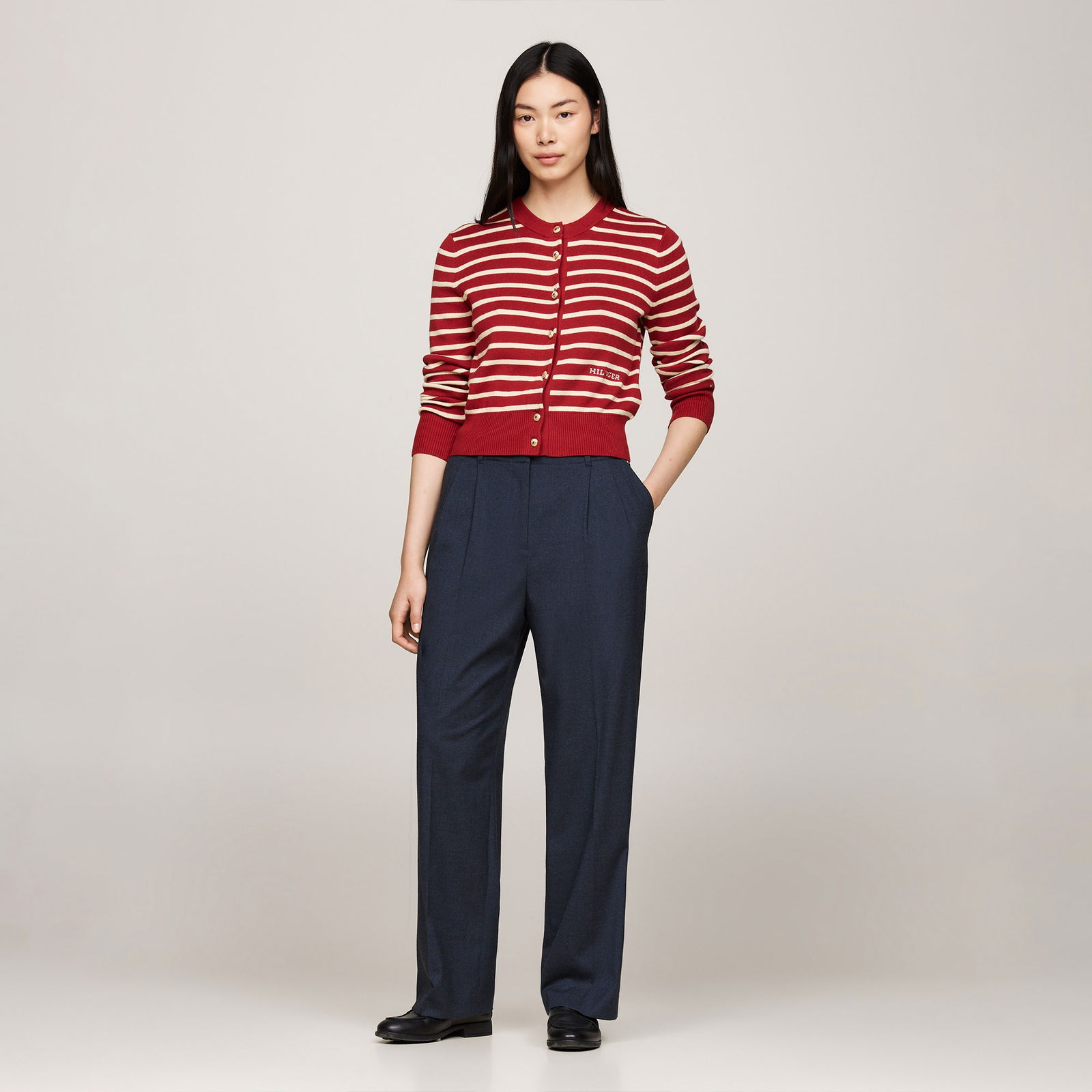 Tommy Hilfiger Flannel Relaxed Straight Leg Kadın Mavi Pantolon