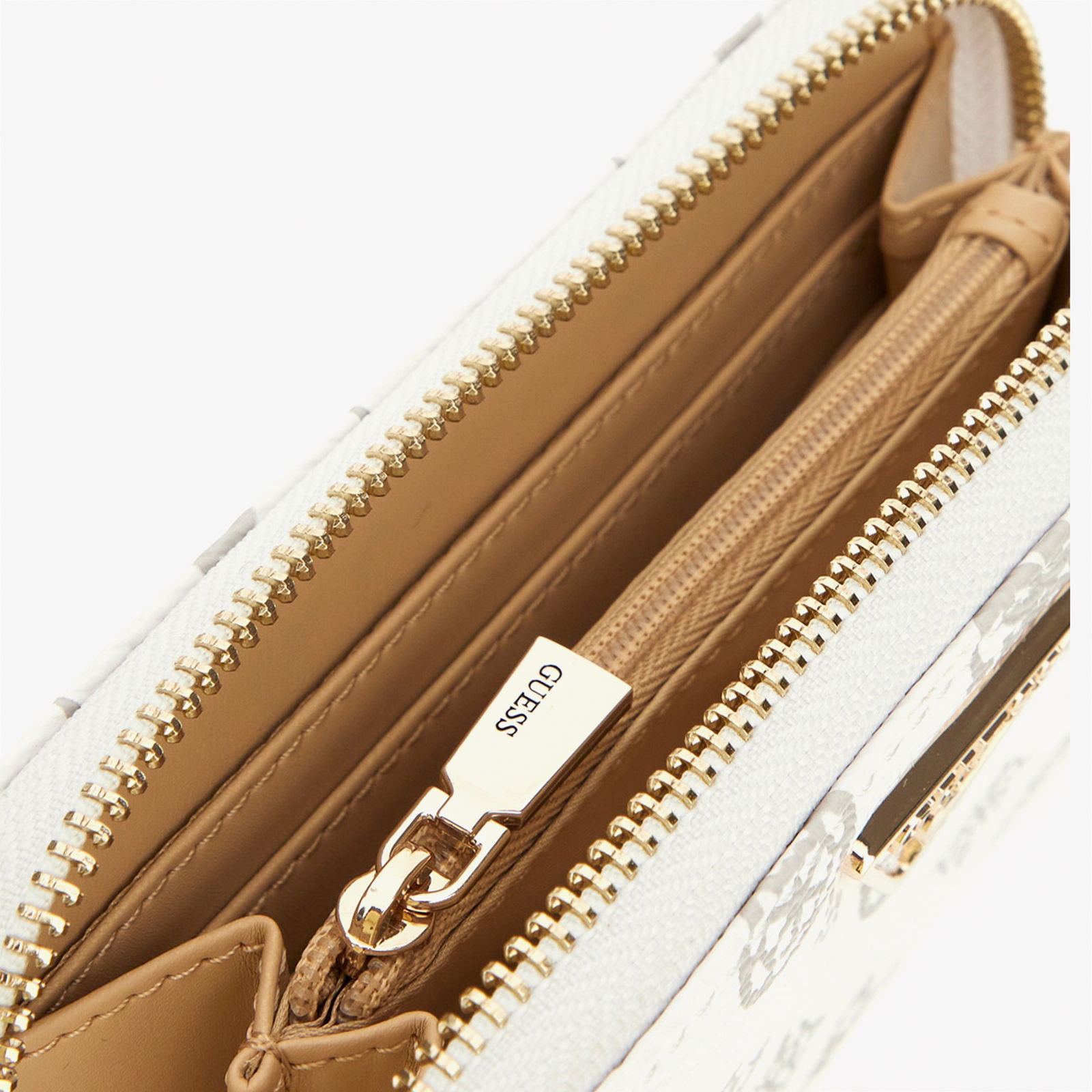 Guess Laurel Large Zip Noreen Camera Crossbody Kadın Beyaz  Cüzdan