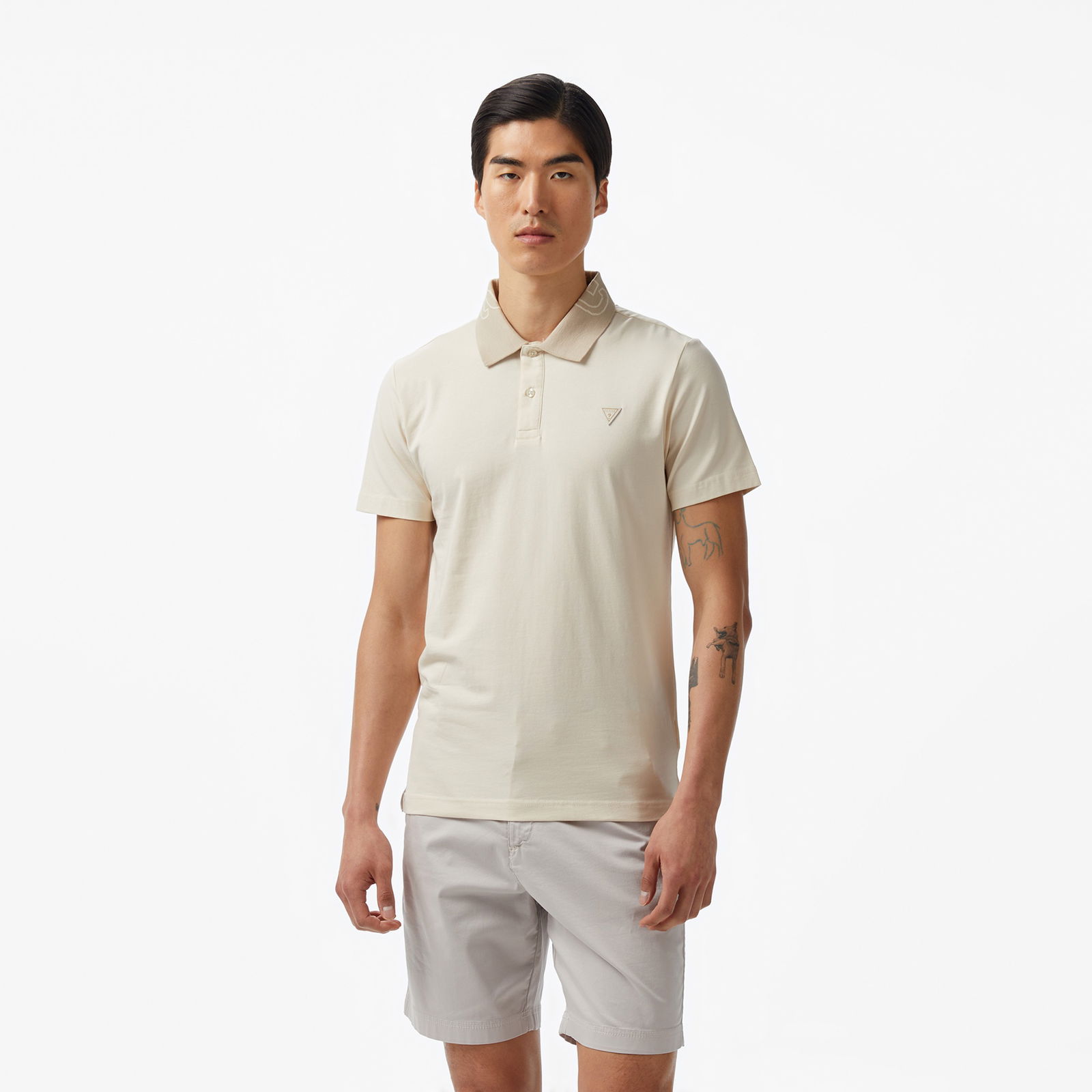 Guess Nolan Mid Organicetch 180 Erkek Bej Polo