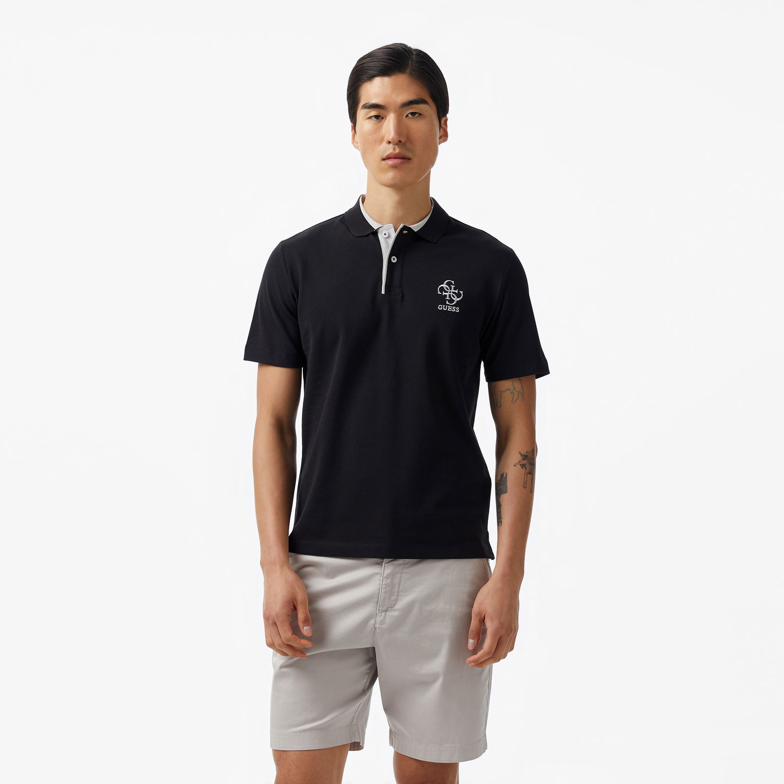Guess Lyle Mid Organicetch Piquet 230 Erkek Siyah Polo