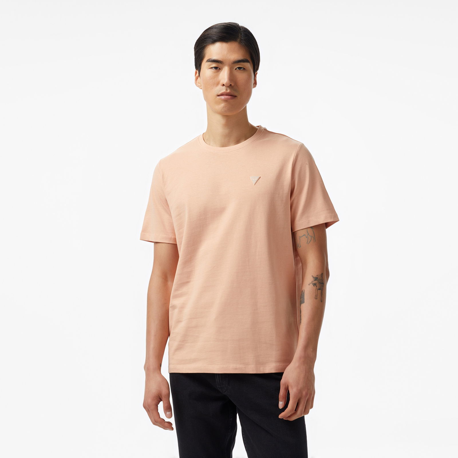 Guess Cn Patch Org Heavy 259 Erkek Pembe T-Shirt