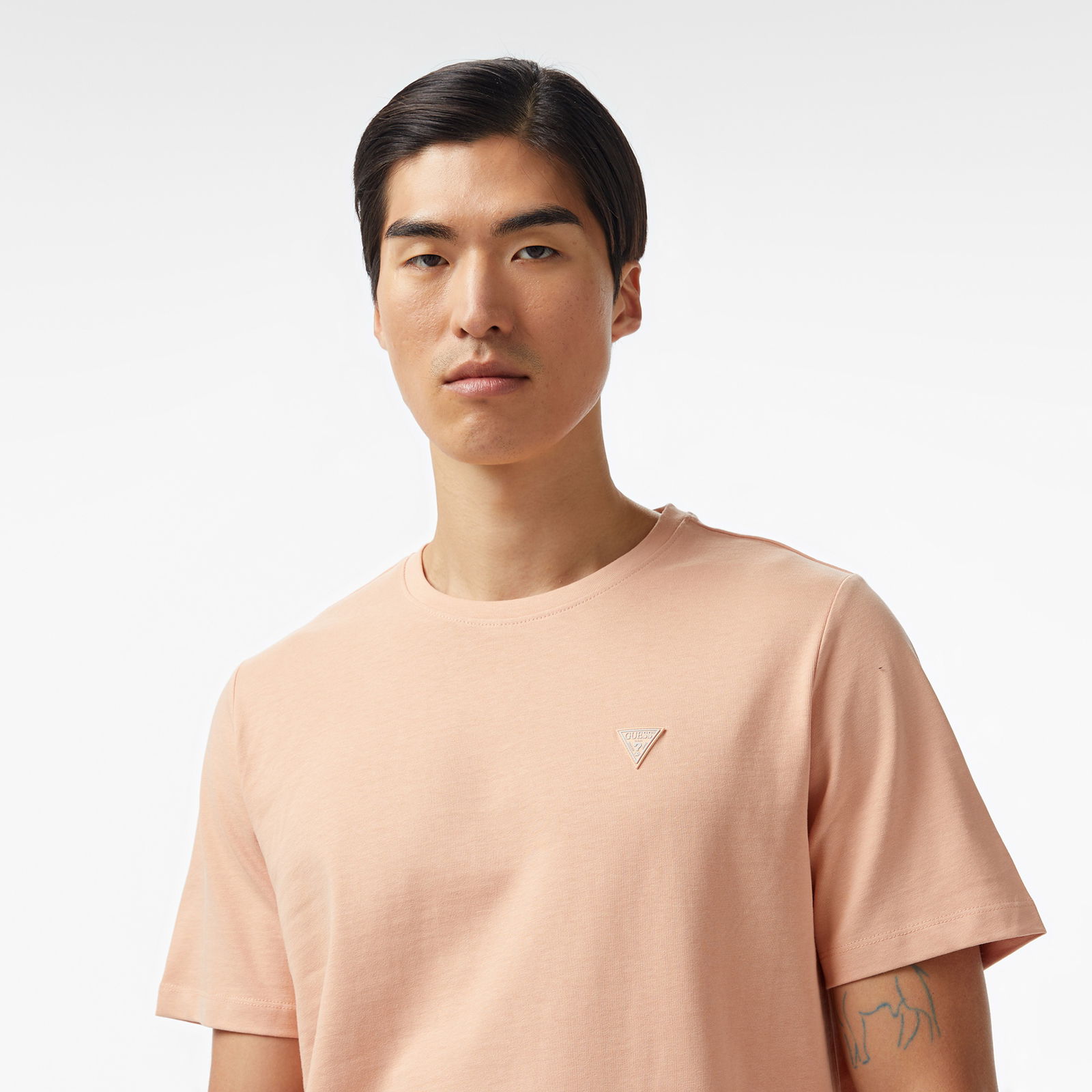 Guess Cn Patch Org Heavy 259 Erkek Pembe T-Shirt