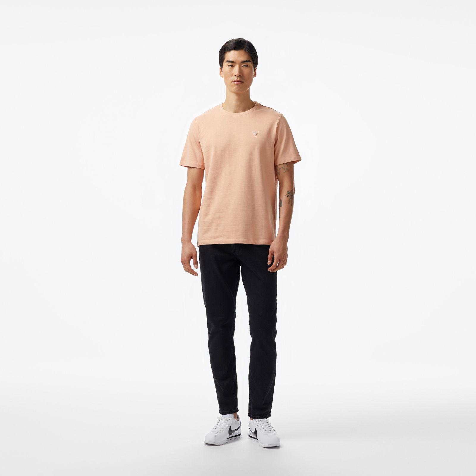 Guess Cn Patch Org Heavy 259 Erkek Pembe T-Shirt