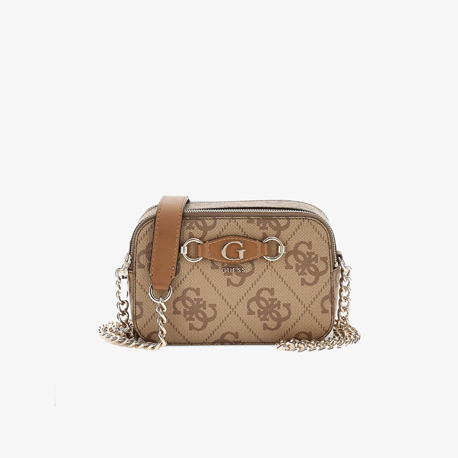 Guess Izzy Zip Llya Crossbody Kadın Kahverengi Çapraz Çanta