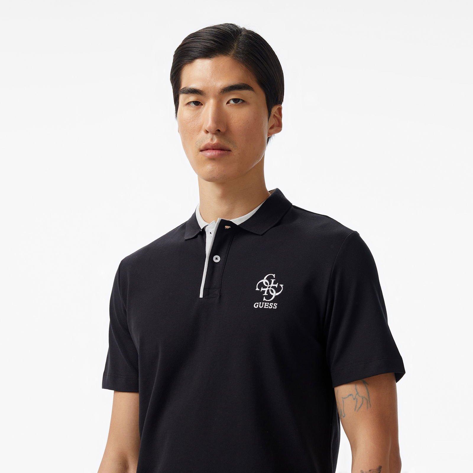 Guess Lyle Mid Organicetch Piquet 230 Erkek Siyah Polo
