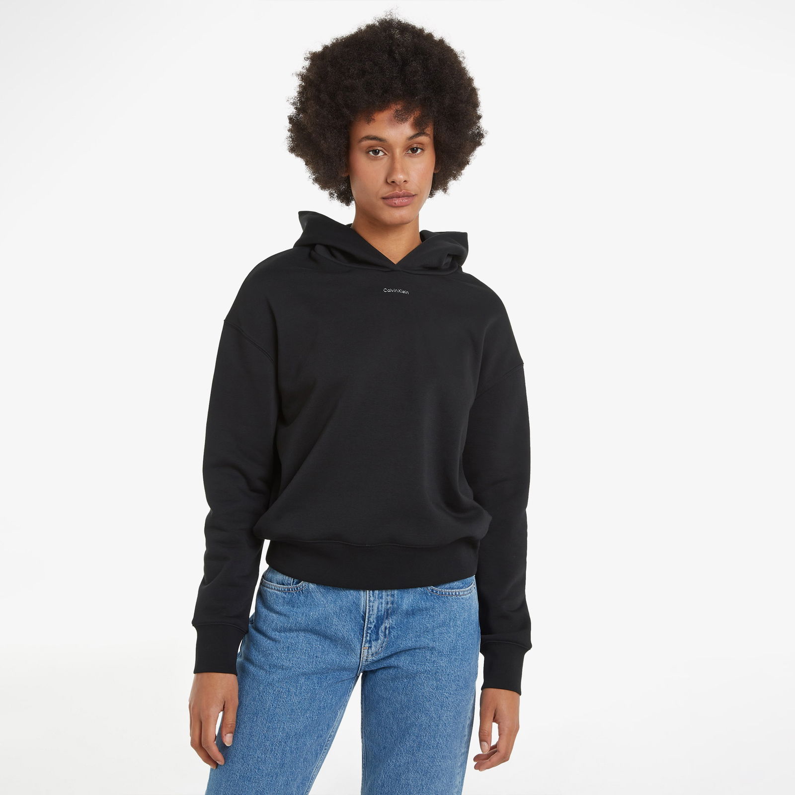 Calvin Klein Nano Logo Relaxed Kadın Siyah Hoodie