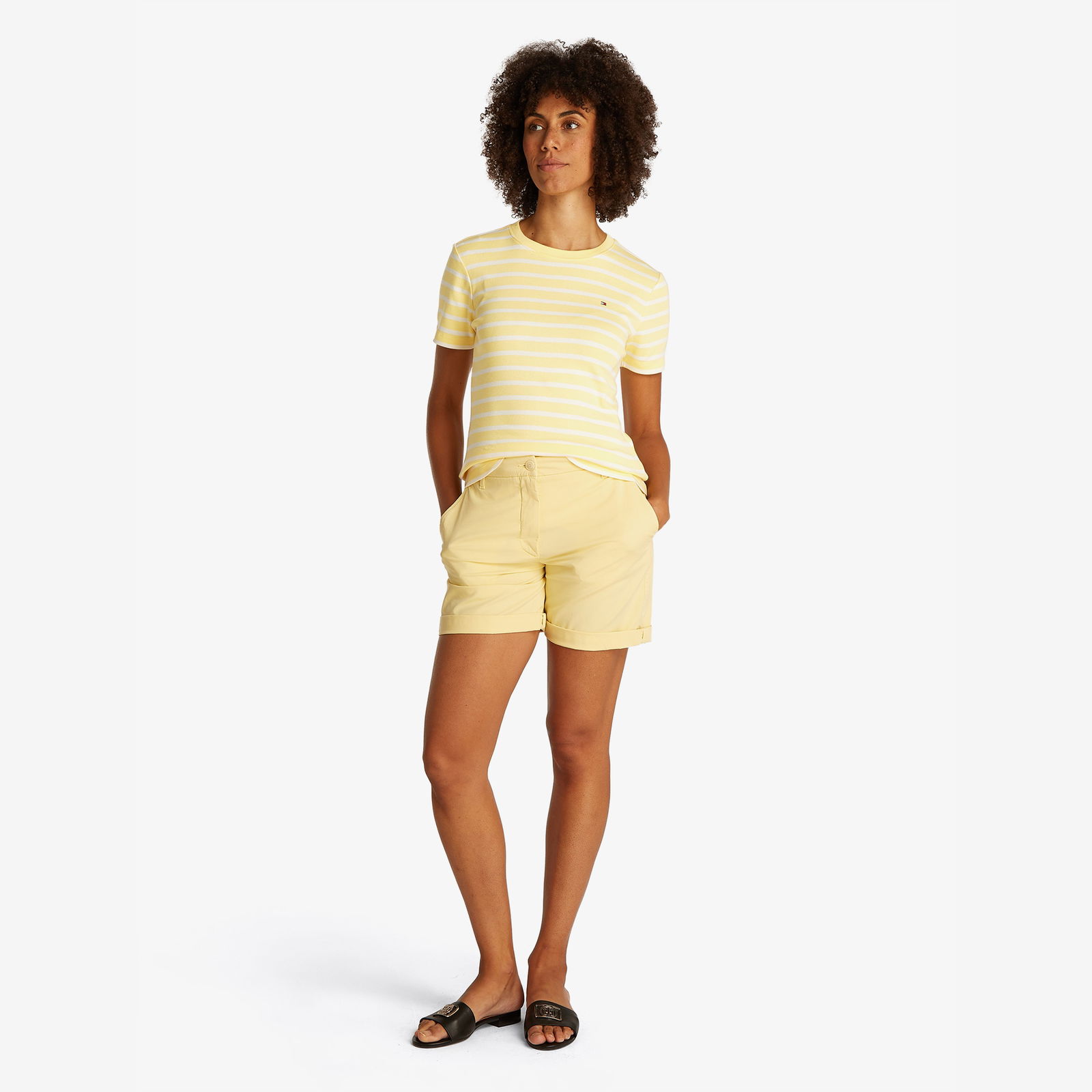 Tommy Hilfiger Slim Cody C-Nk Kadın Sarı T-Shirt