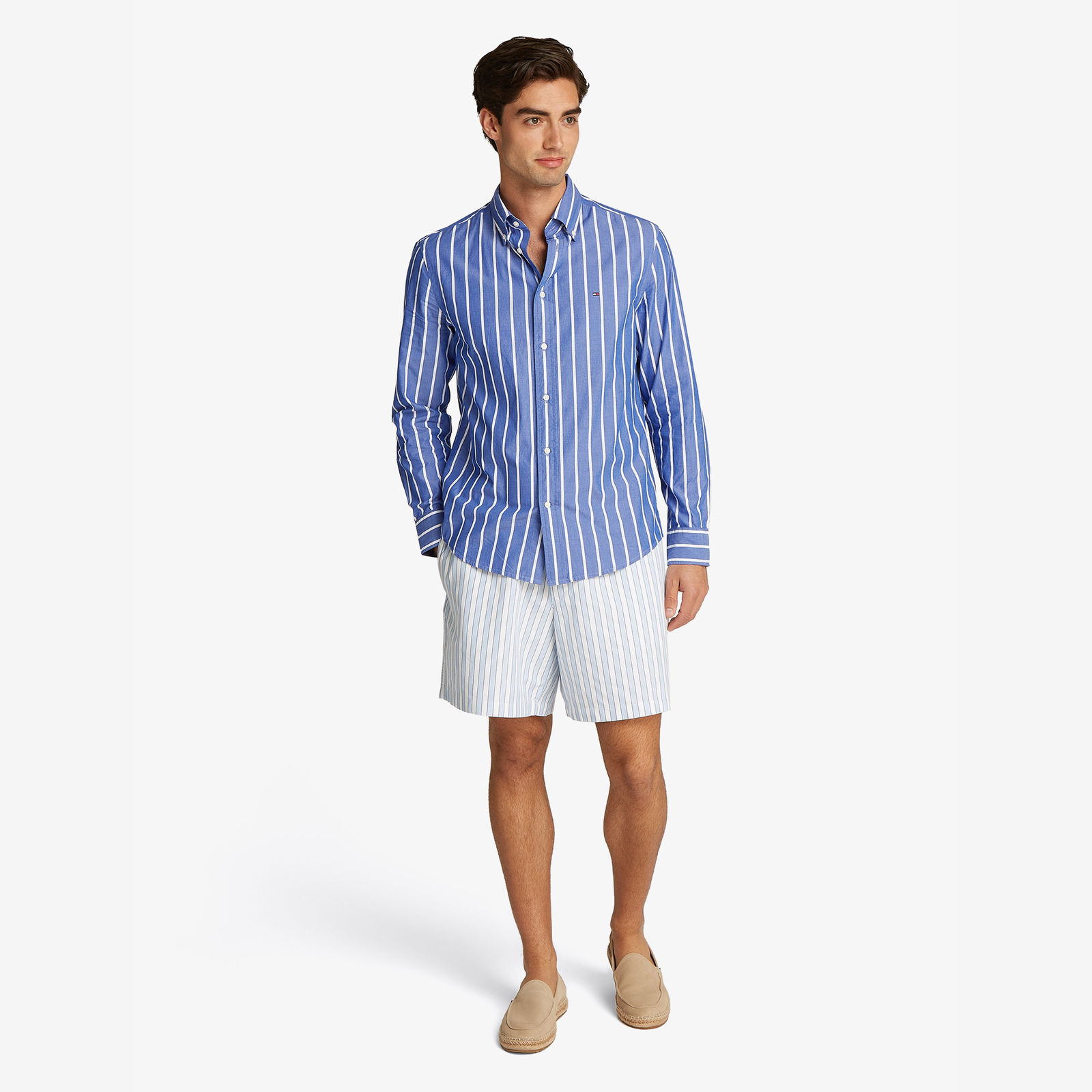 Tommy Hilfiger Flex Poplin Wide Stripe Rf Erkek Lacivert Gömlek