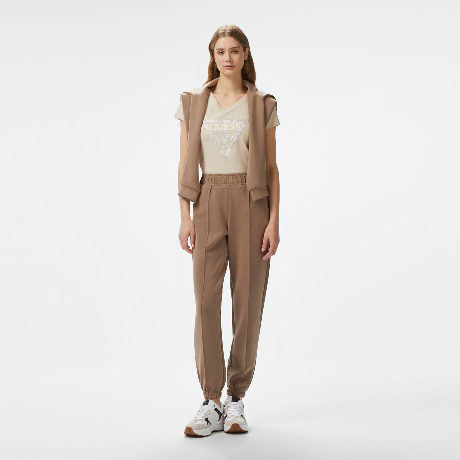 Guess Olympe Jogger Midweight Scuba Kadın Kahverengi Eşofman Altı