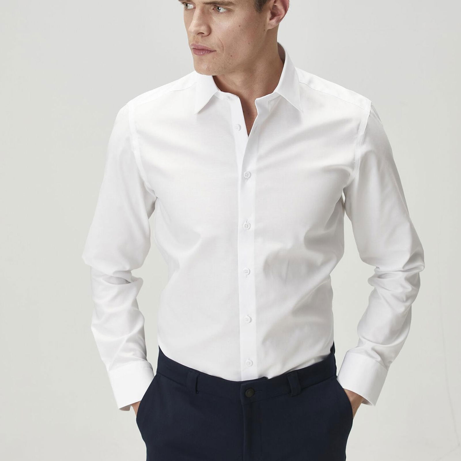 Beymen Club Erkek Slim Fit Beyaz Non-iron Oxford Gömlek