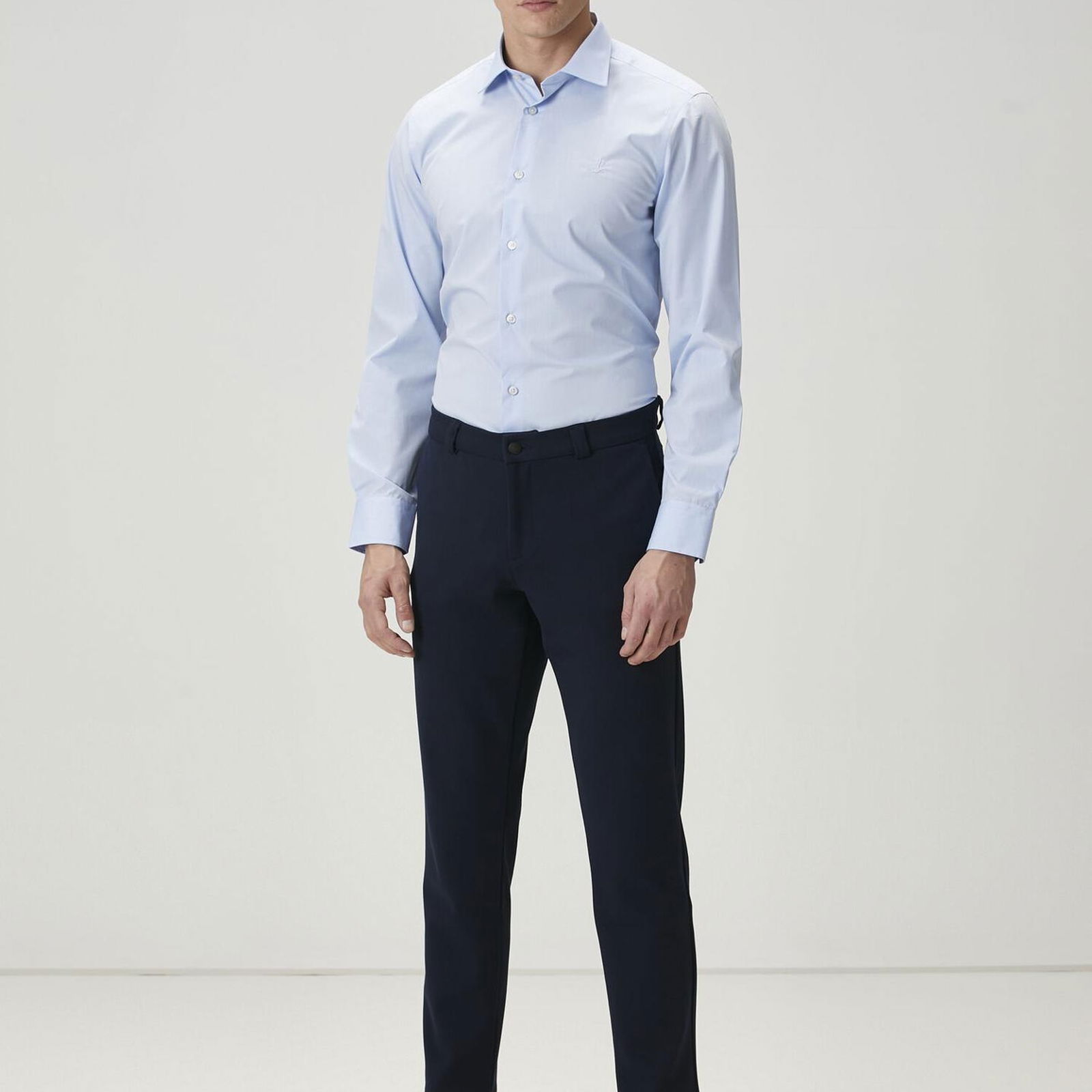 Beymen Club Erkek Slim Fit Mavi Non-Iron Poplin Gömlek