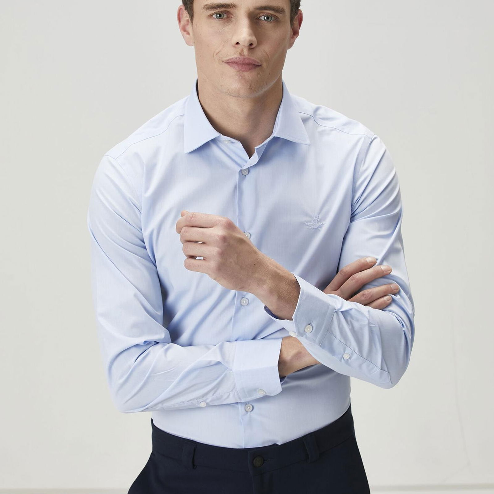 Beymen Club Erkek Slim Fit Mavi Non-Iron Poplin Gömlek