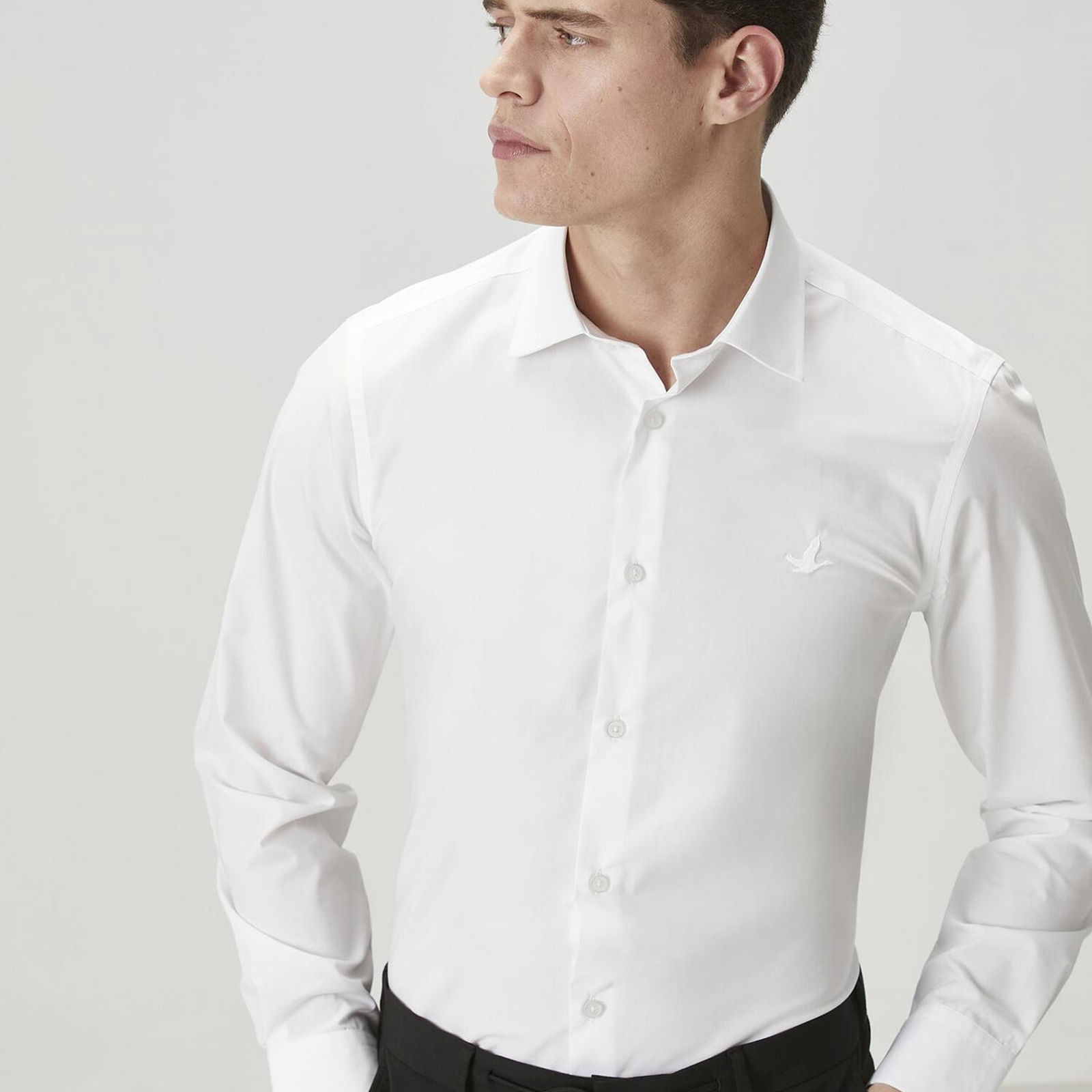 Beymen Club Erkek Slim Fit Beyaz Non-Iron Poplin Gömlek