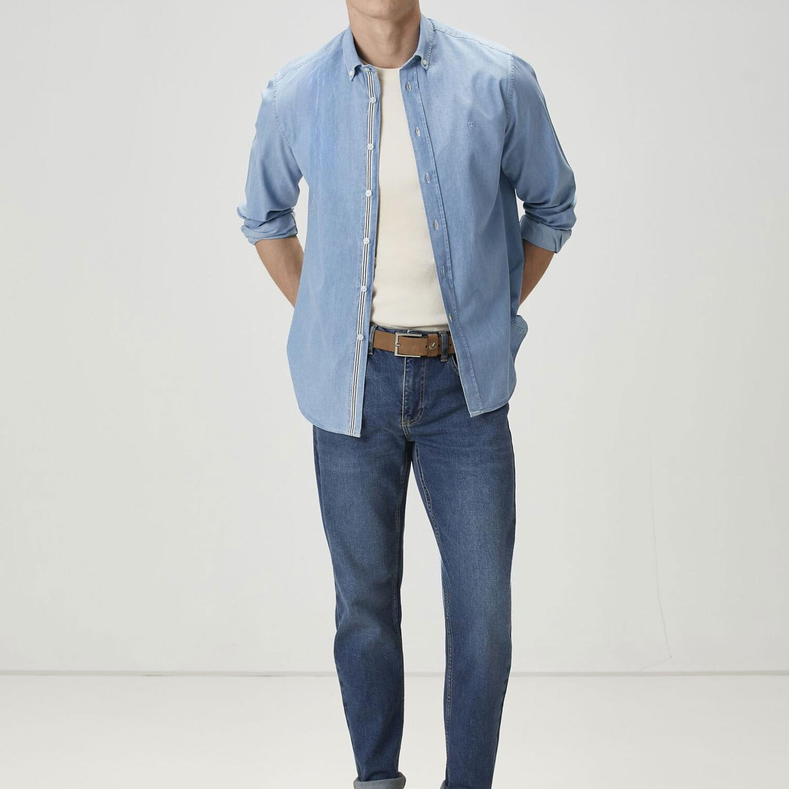 Beymen Club Erkek Comfort Fit Mavi Denim Gömlek