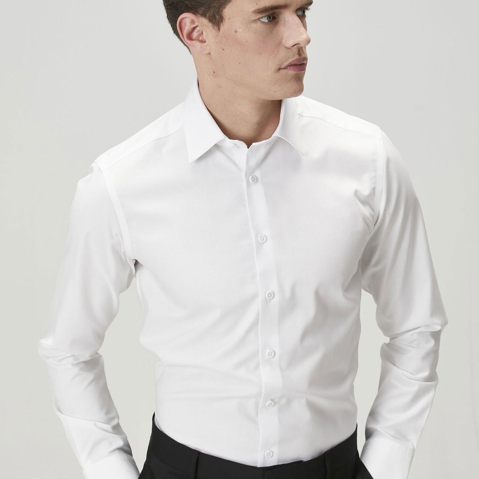 Beymen Club Erkek Slim Fit Beyaz Non-iron Twill Gömlek