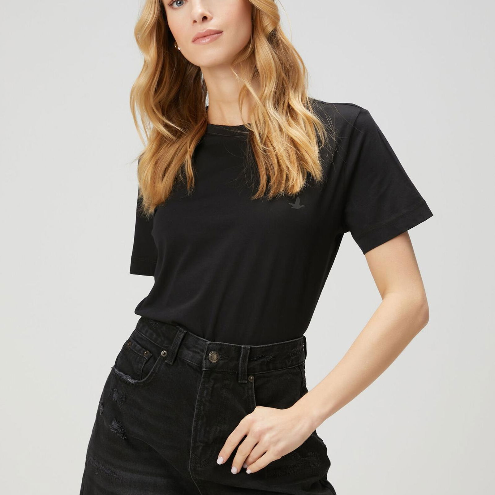 Beymen Club Kadin Siyah Logo Detaylı Basic T-shirt