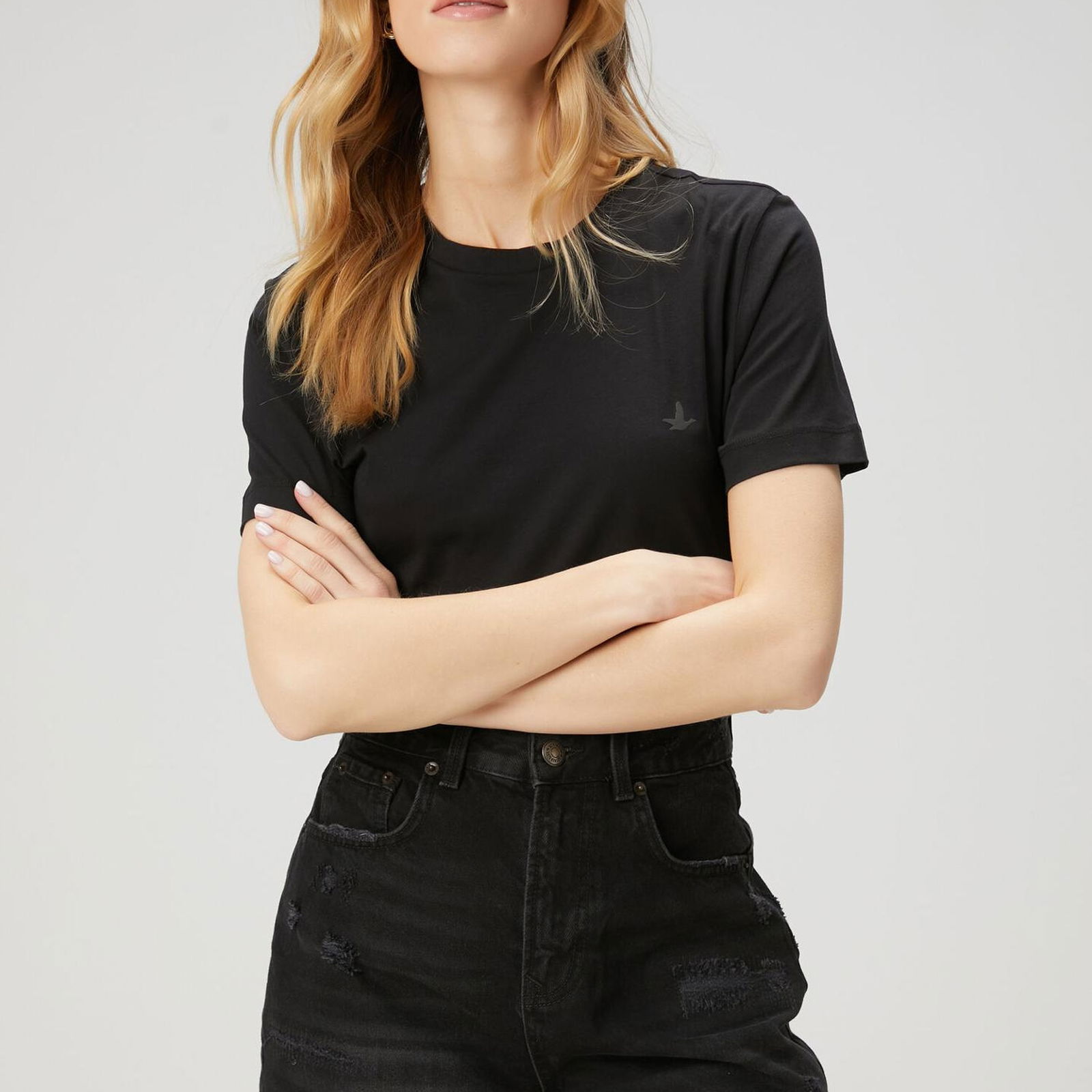 Beymen Club Kadin Siyah Logo Detaylı Basic T-shirt
