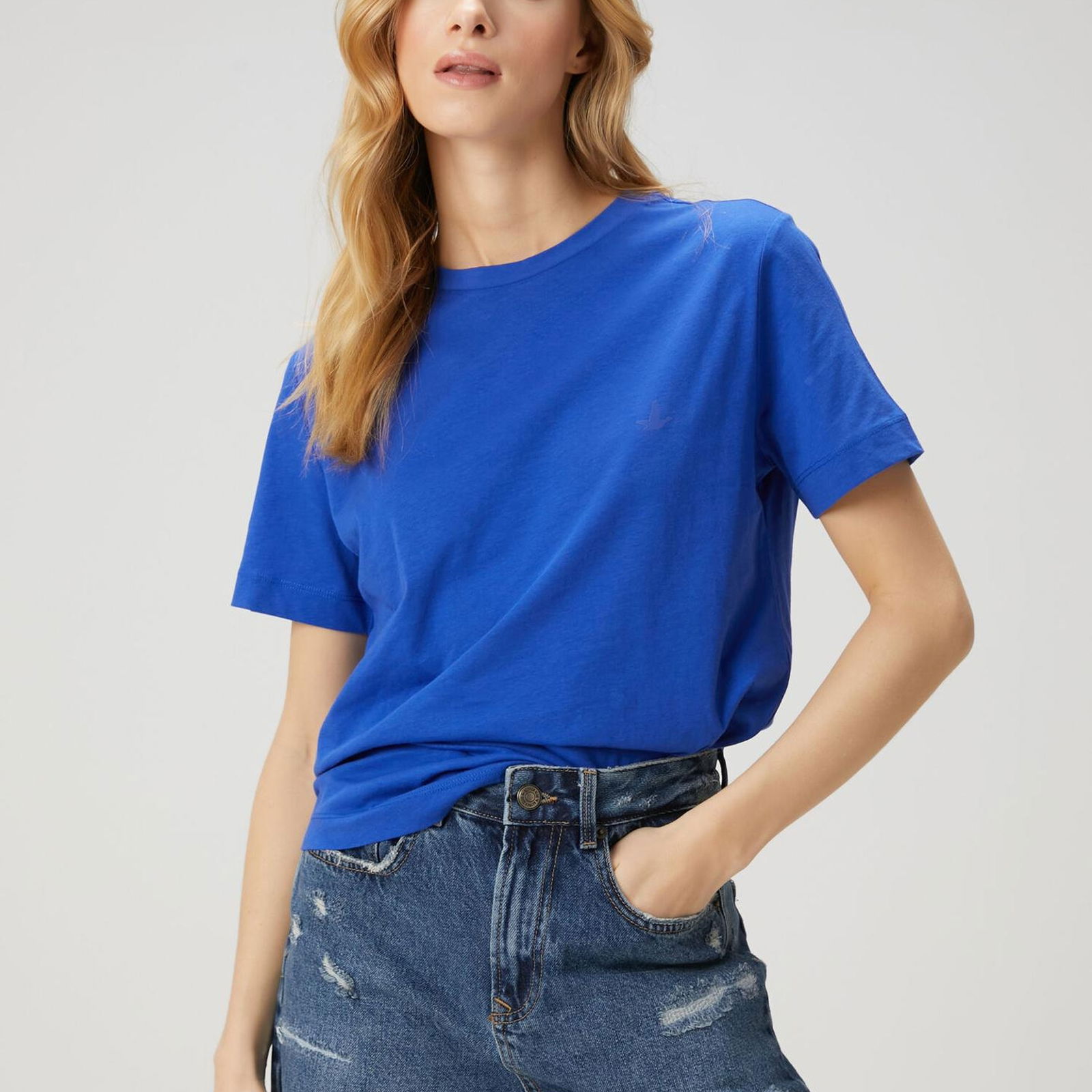 Beymen Club Kadin Kobalt Logo Detaylı Basic T-shirt