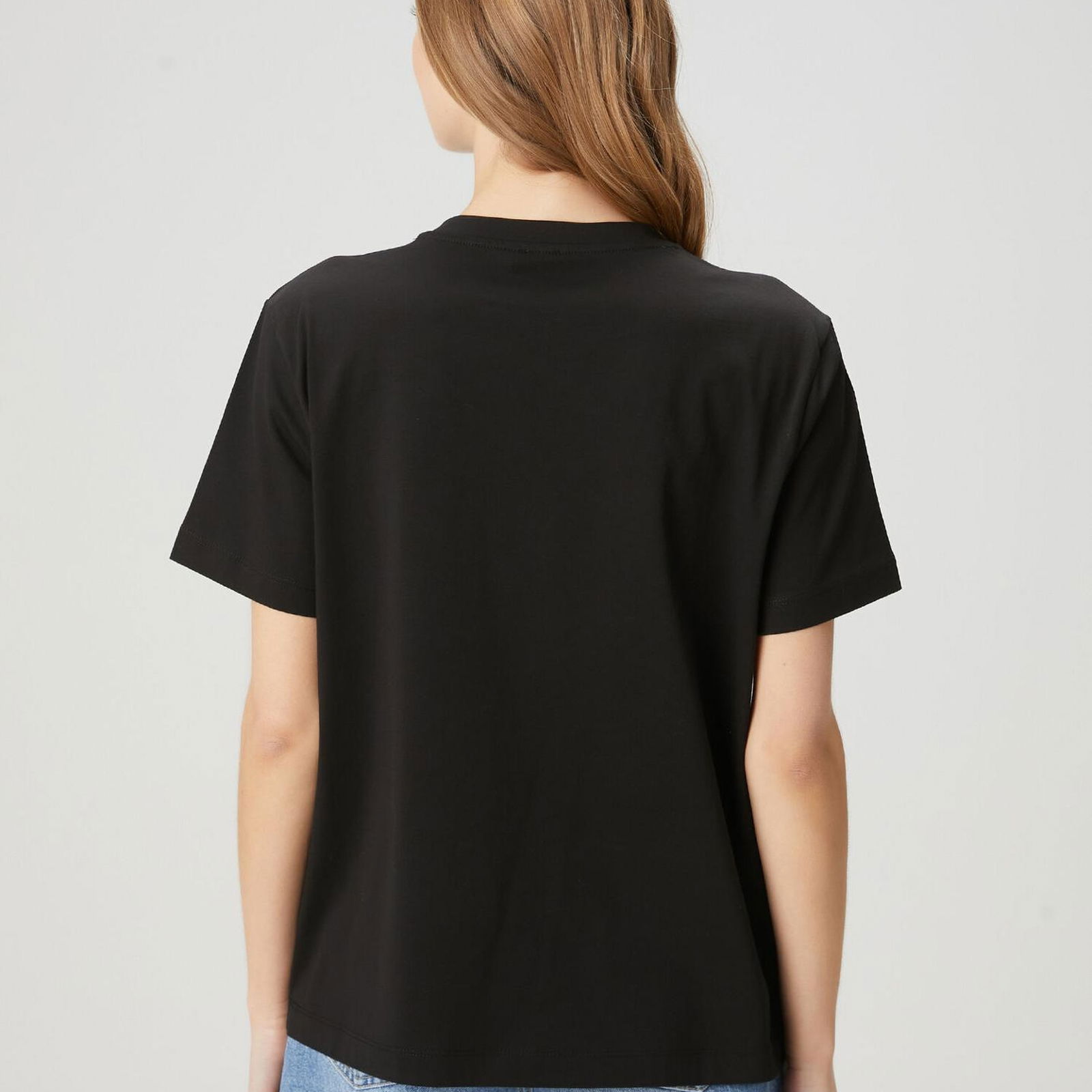 Beymen Club Kadin Siyah Çizgi Efektli Kaz Logolu T-shirt