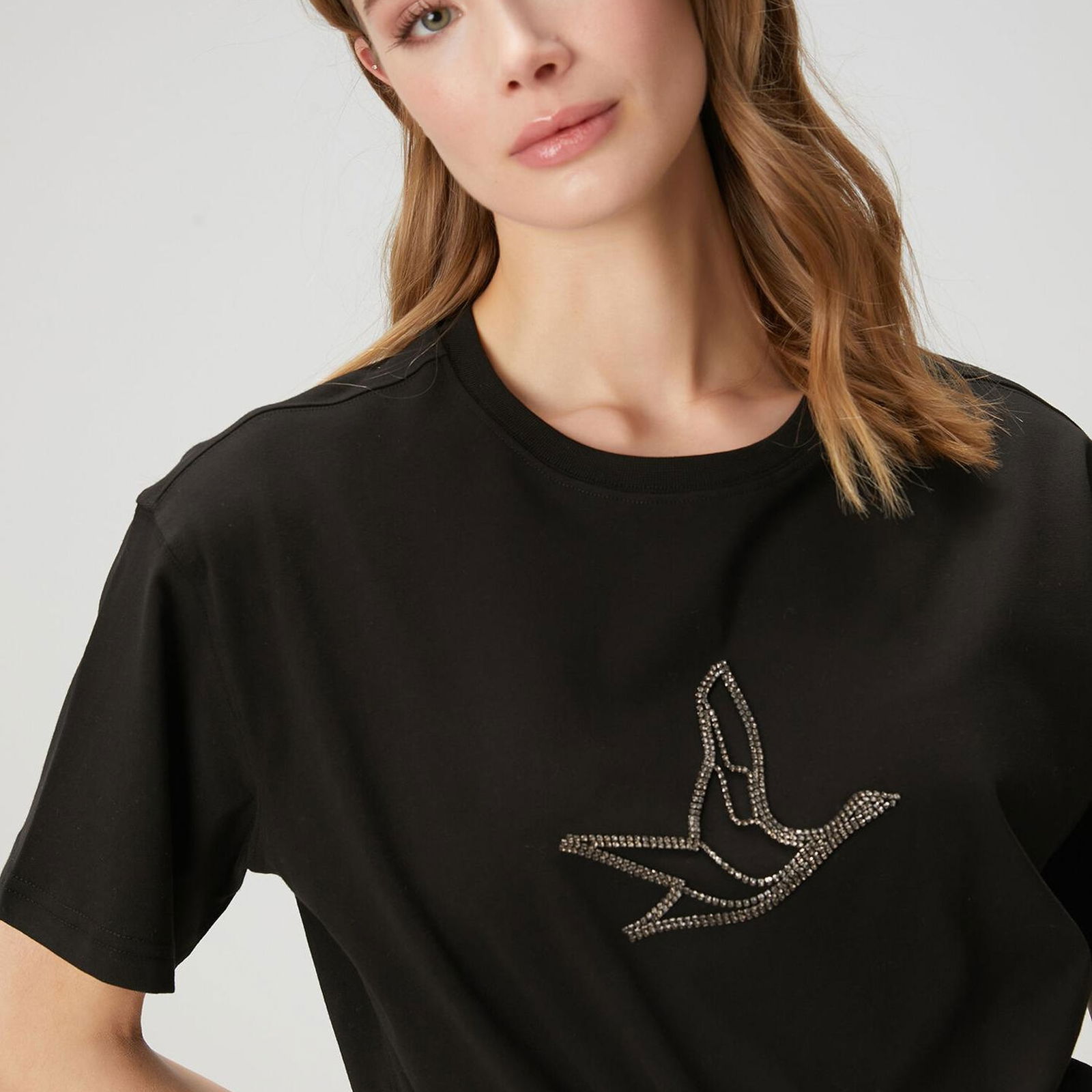 Beymen Club Kadin Siyah Taşlı Kaz Logolu T-shirt