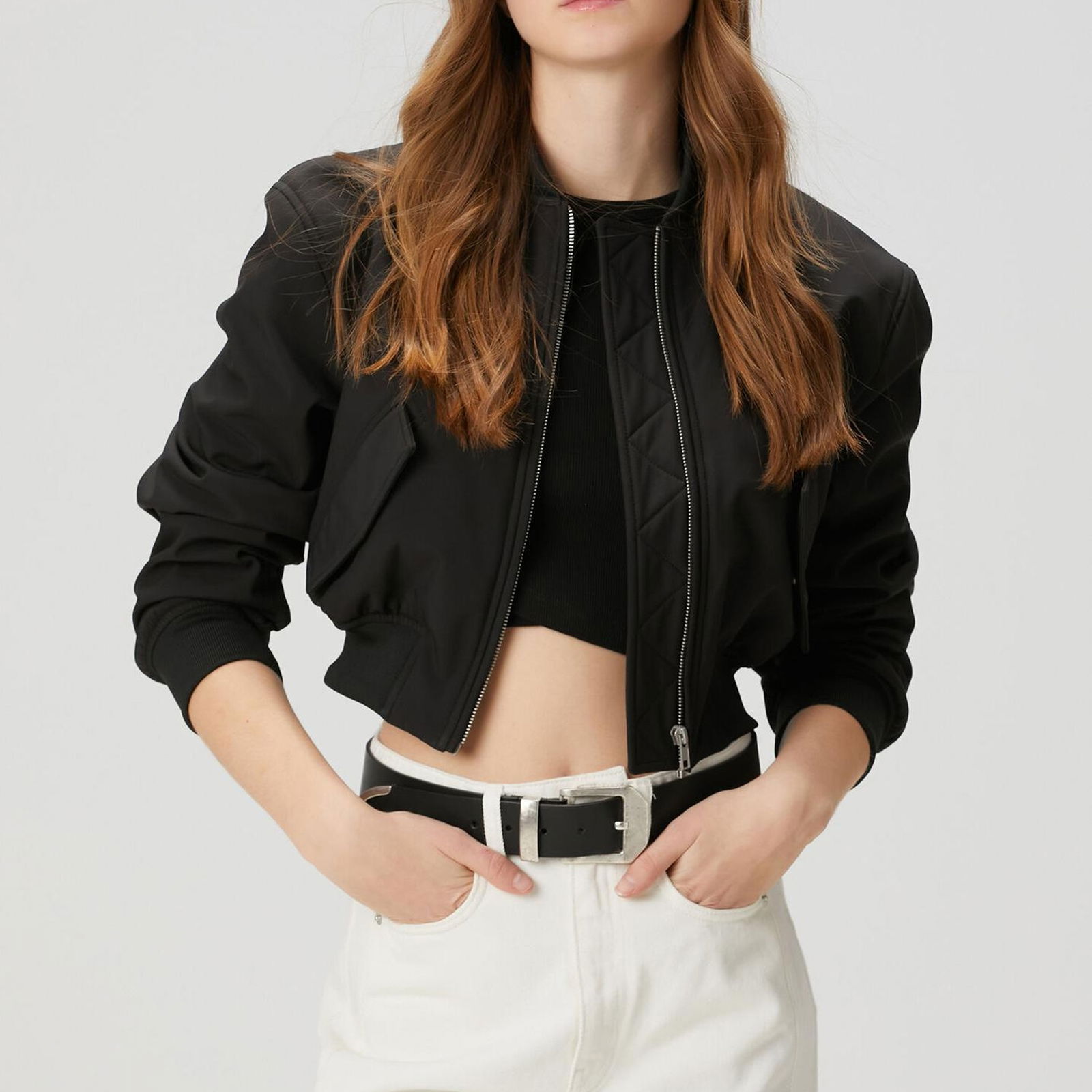 Beymen Club Kadin Siyah Crop Bomber Mont