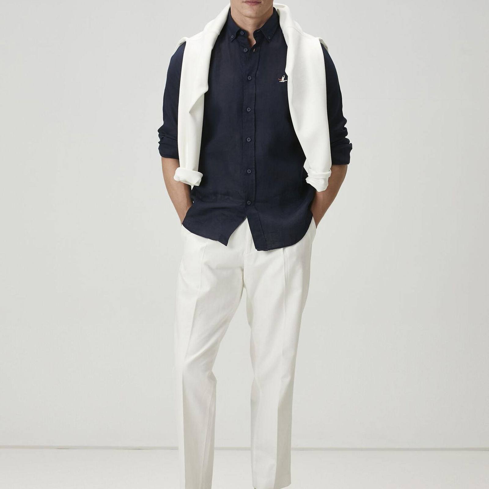 Beymen Club Erkek Comfort Fit Lacivert Keten Gömlek