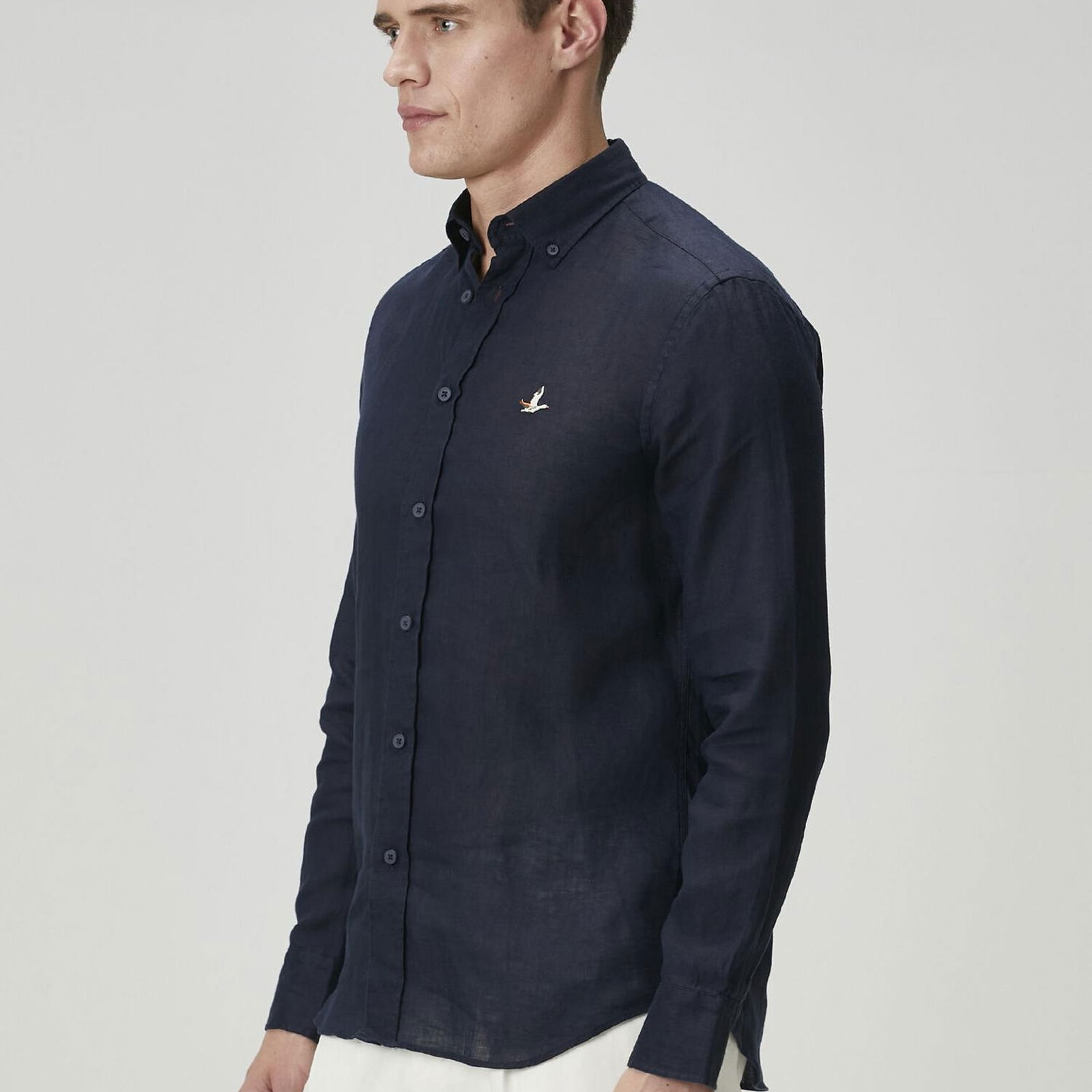 Beymen Club Erkek Comfort Fit Lacivert Keten Gömlek