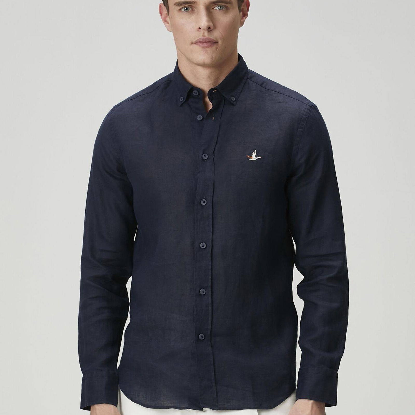 Beymen Club Erkek Comfort Fit Lacivert Keten Gömlek