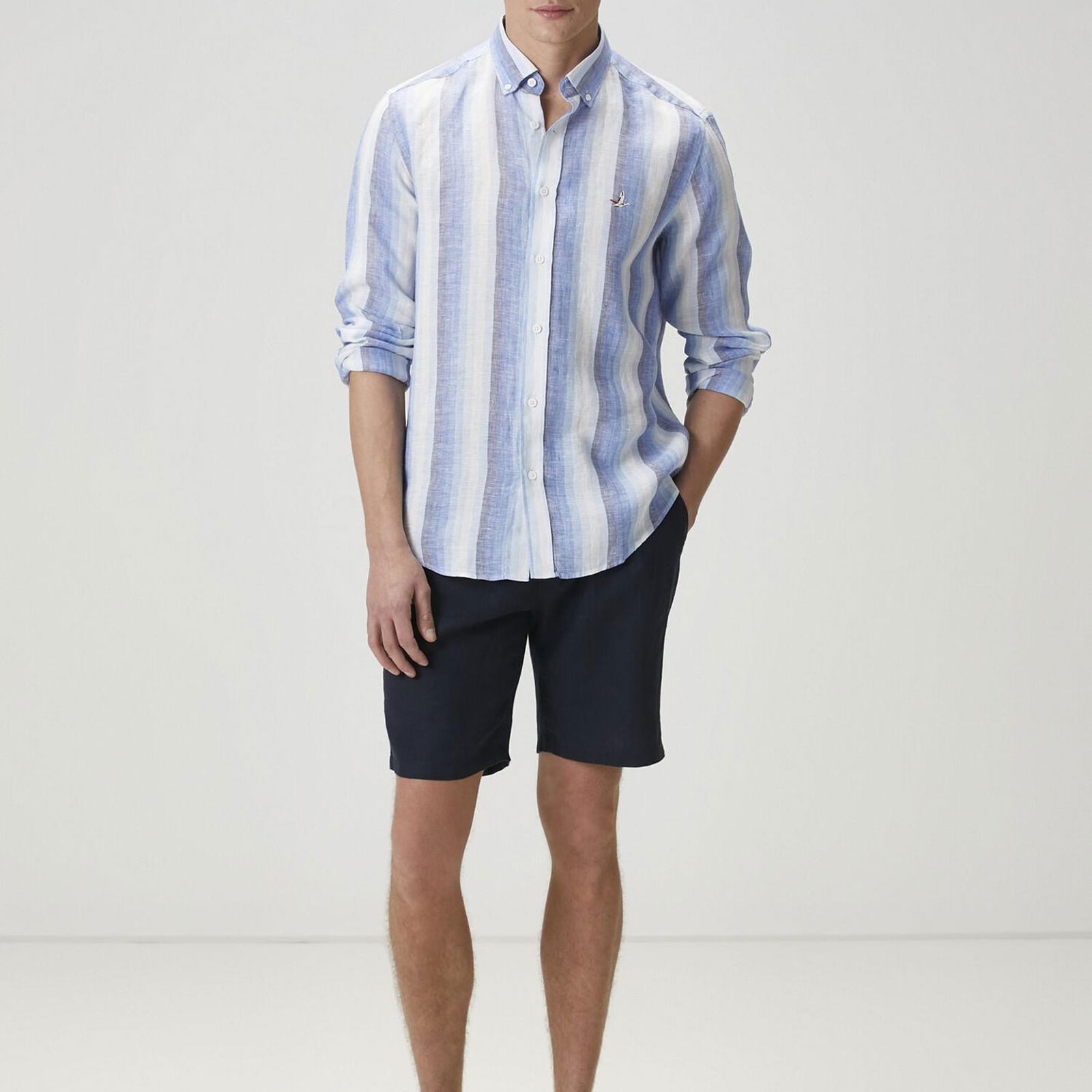 Beymen Club Erkek Comfort Fit Colorblocked Ekose Desenli Keten Gömle