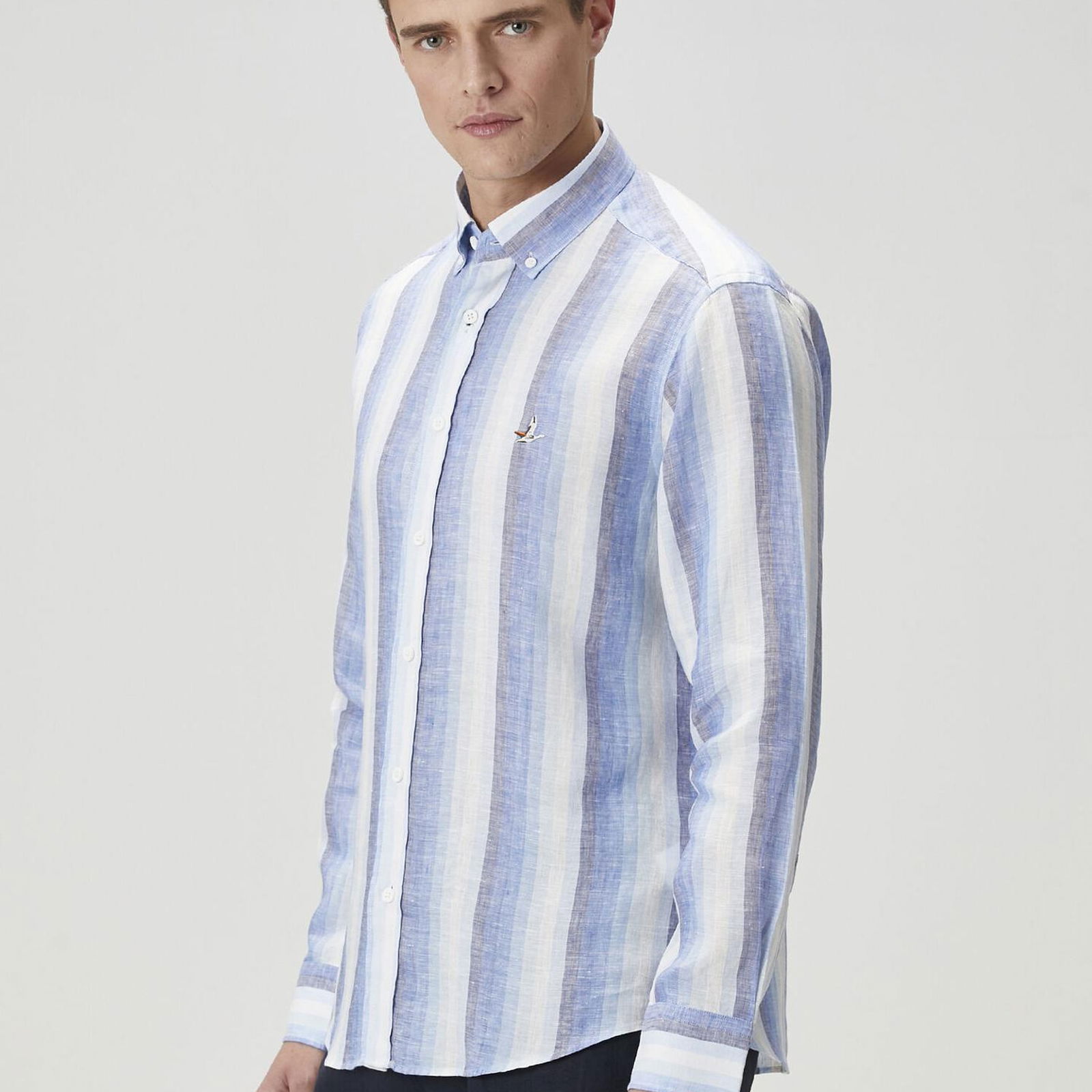 Beymen Club Erkek Comfort Fit Colorblocked Ekose Desenli Keten Gömle