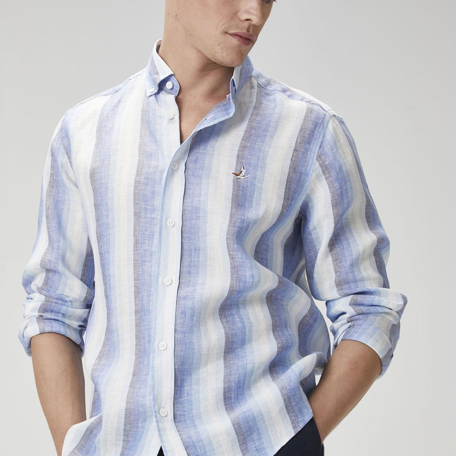 Beymen Club Erkek Comfort Fit Colorblocked Ekose Desenli Keten Gömle