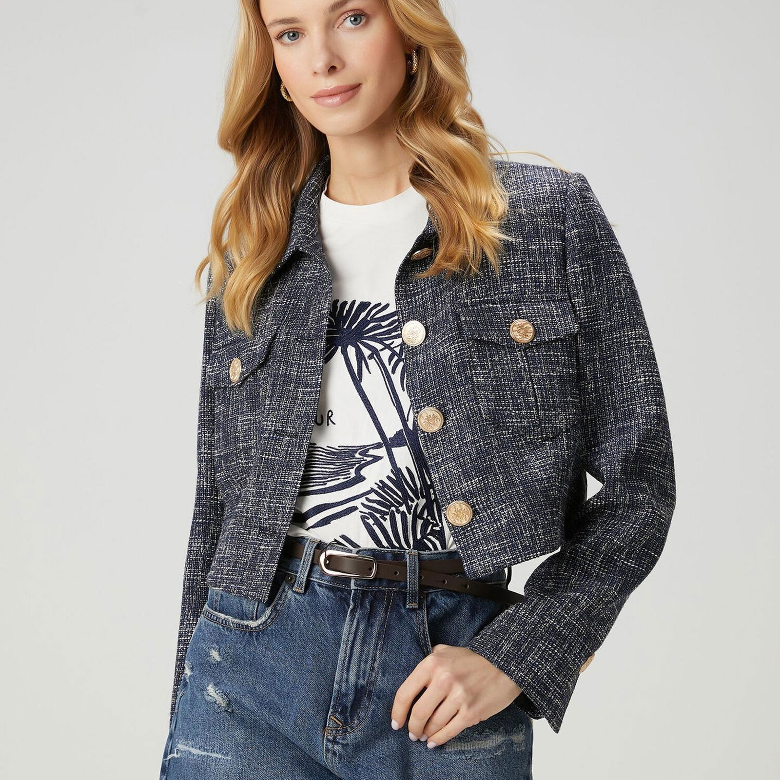 Beymen Club Kadin Lacivert Tweed Ceket