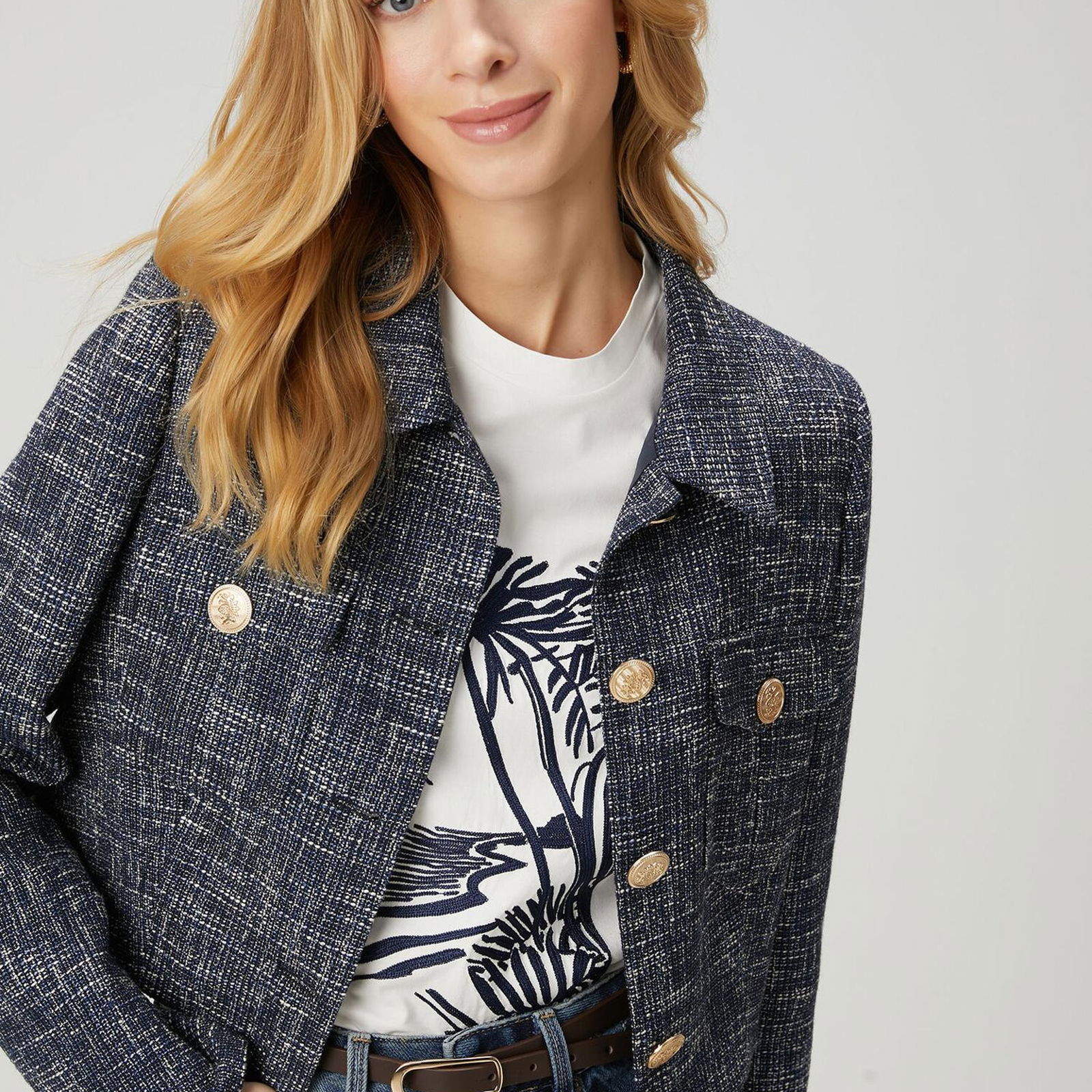 Beymen Club Kadin Lacivert Tweed Ceket