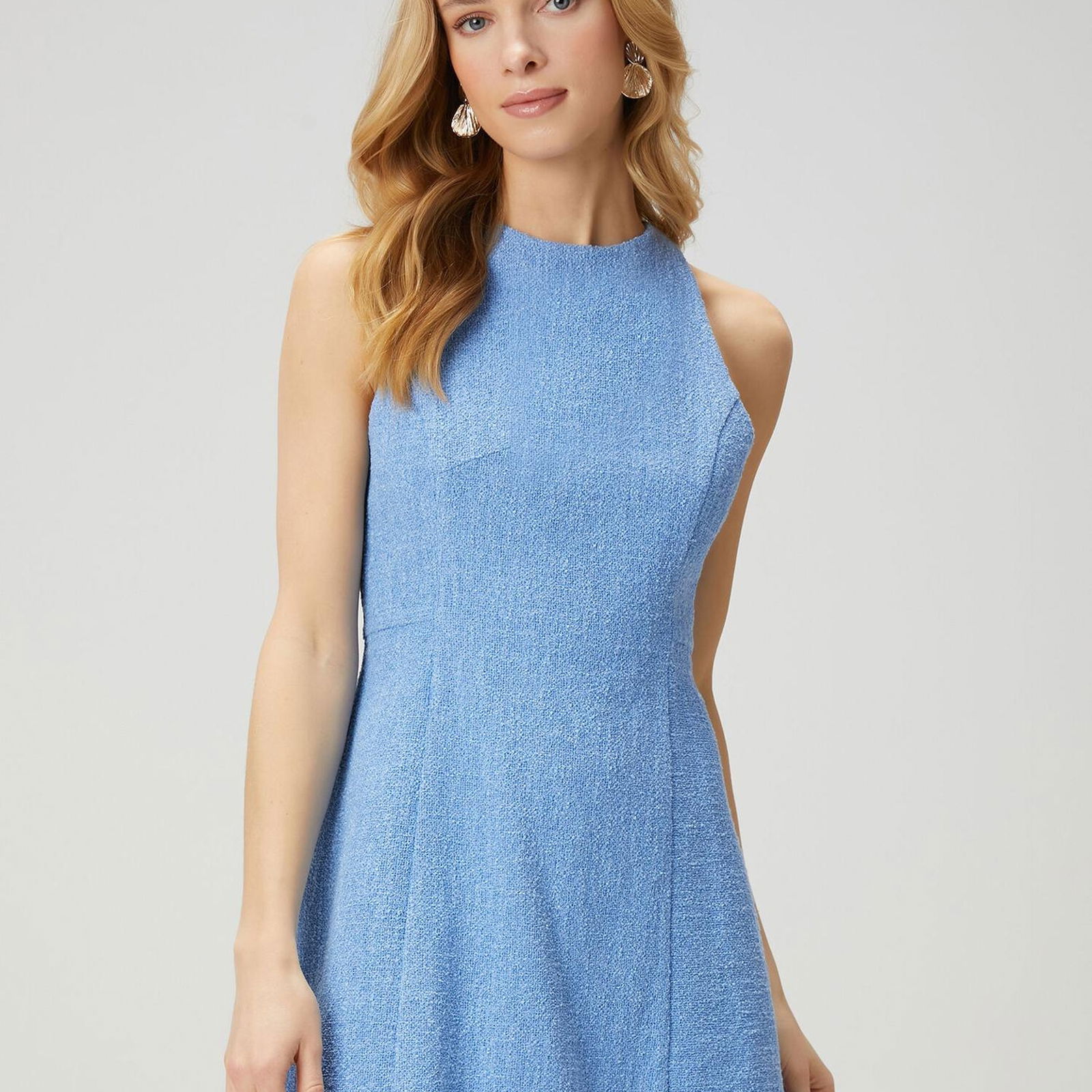 Beymen Club Kadin Mavi Mini Tweed Elbise