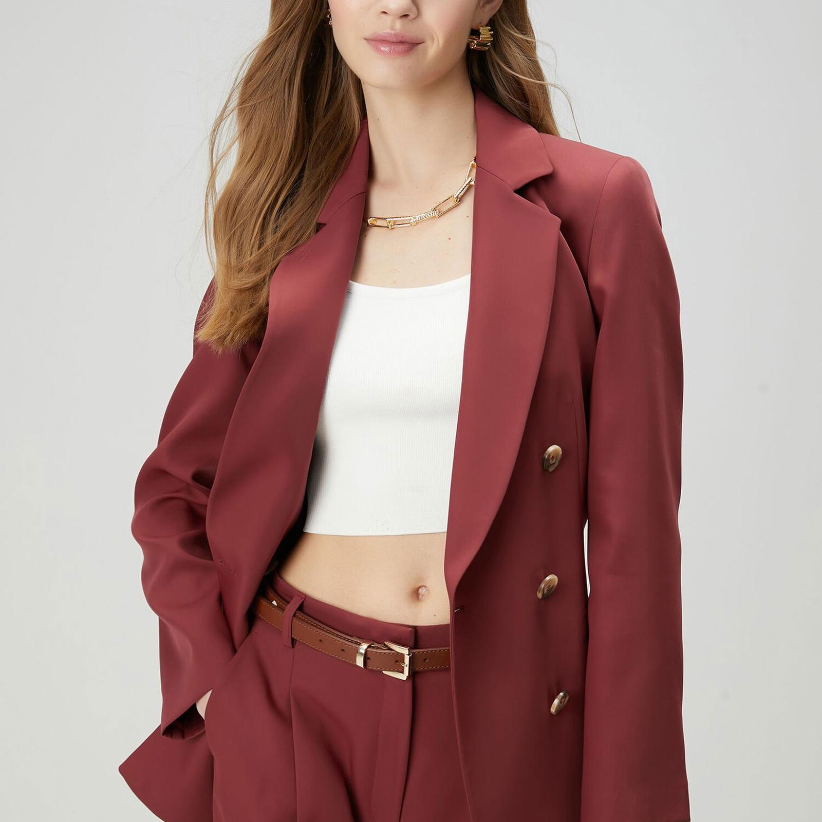 Beymen Club Kadin Bordo Kruvaze Blazer