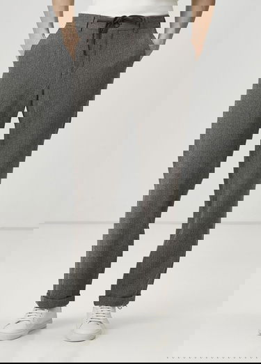  Beymen Club Erkek Vizon Beli Kordonlu Crinkle Dokulu Yün Pantolon