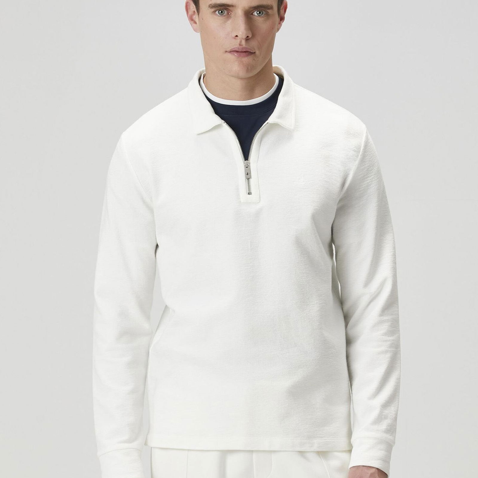 Beymen Club Erkek Kırık Beyaz Polo Yaka Sweatshirt