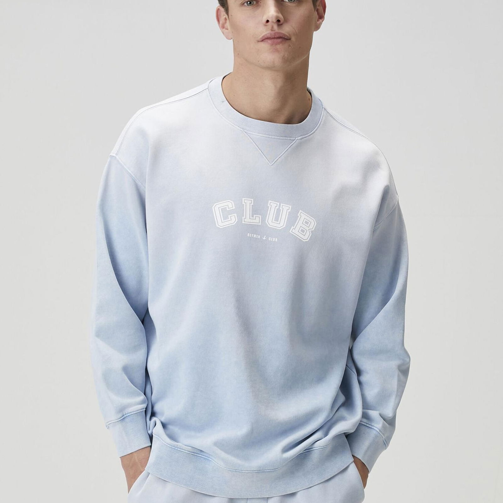 Beymen Club Erkek Açık Mavi Logo Baskılı Sweatshirt